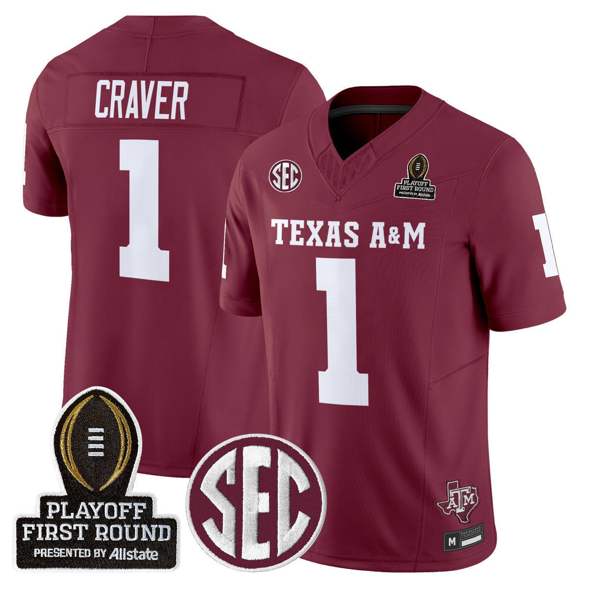 Men's Texas A&M Aggies 2025 Playoff First Round Vapor Limited Jersey - All Stitched