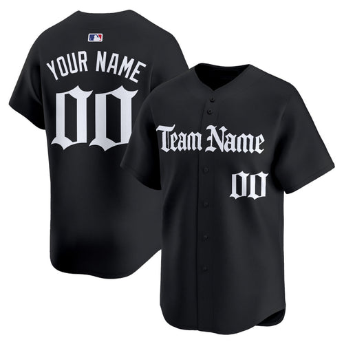 Black White Gothic Custom Baseball Jersey