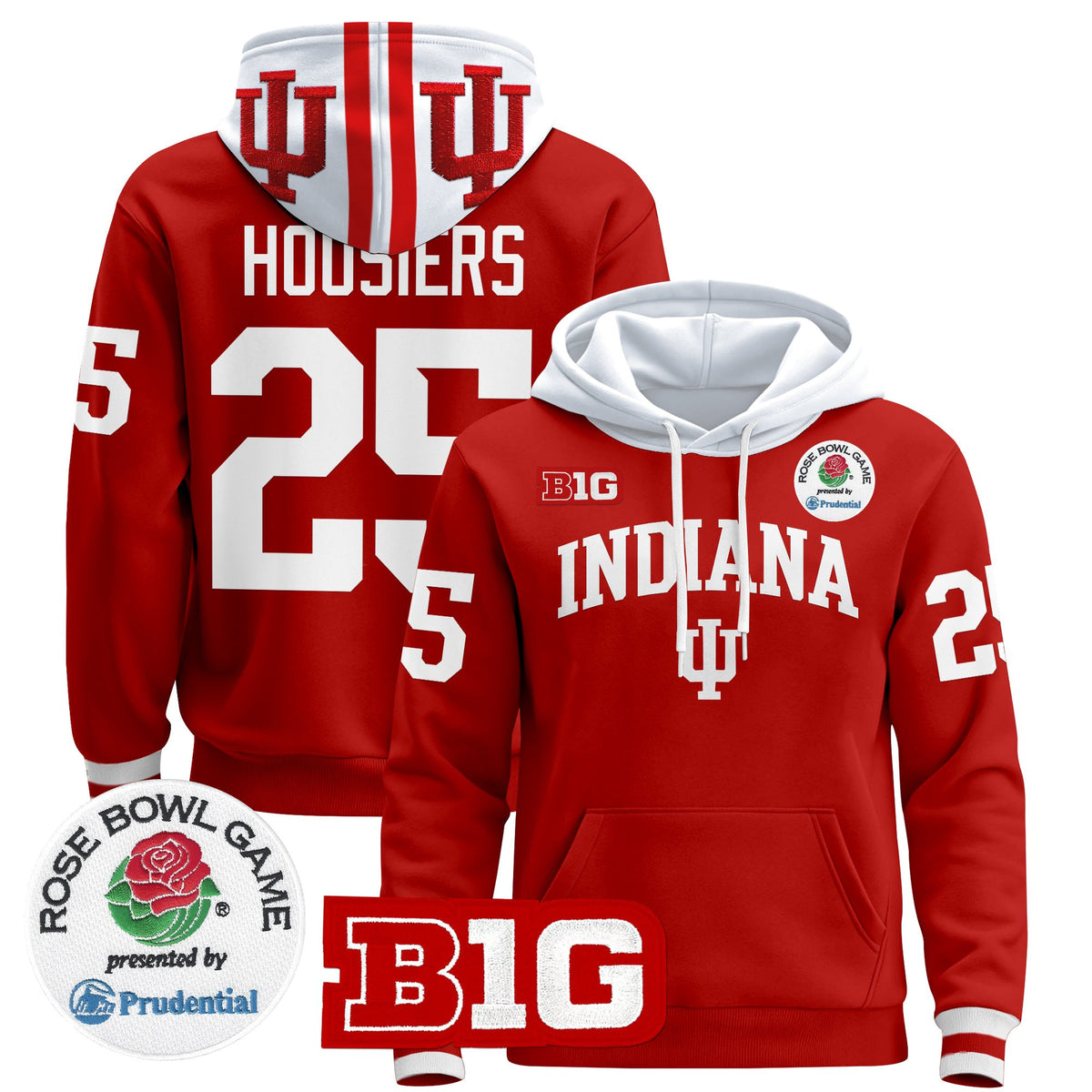 Men's Indiana Hoosiers 2025 Rose Bowl Premium Pullover Hoodie - All Stitched