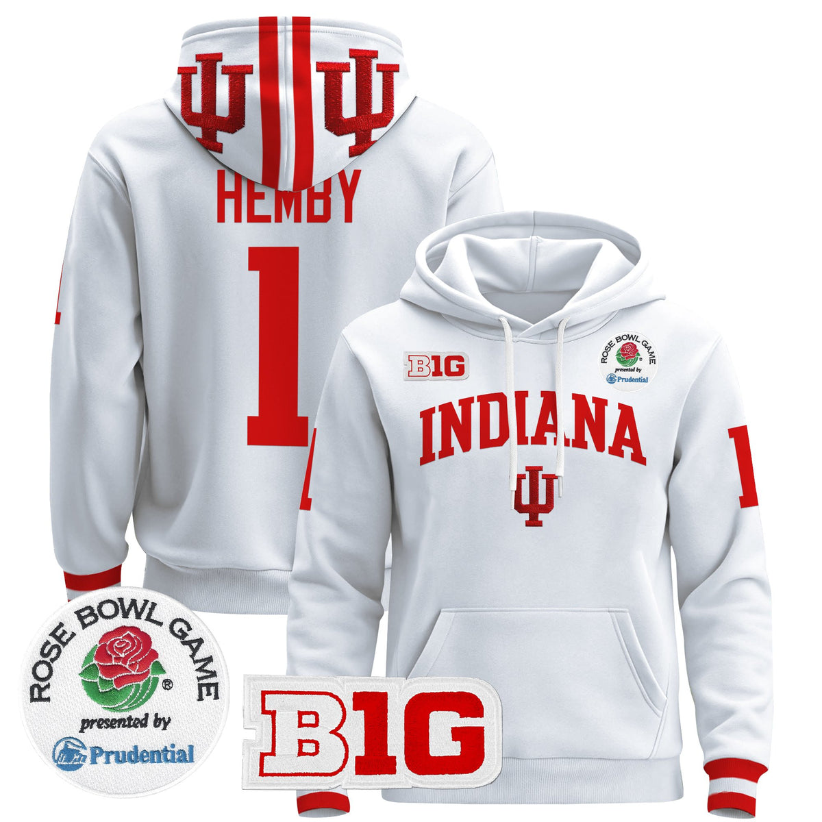 Men's Indiana Hoosiers 2025 Rose Bowl Premium Pullover Hoodie - All Stitched