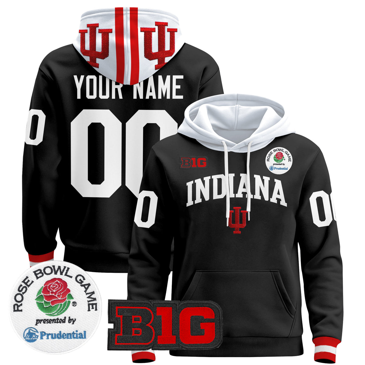 Indiana Hoosiers 2025 Rose Bowl Premium Custom Pullover Hoodie - All Stitched