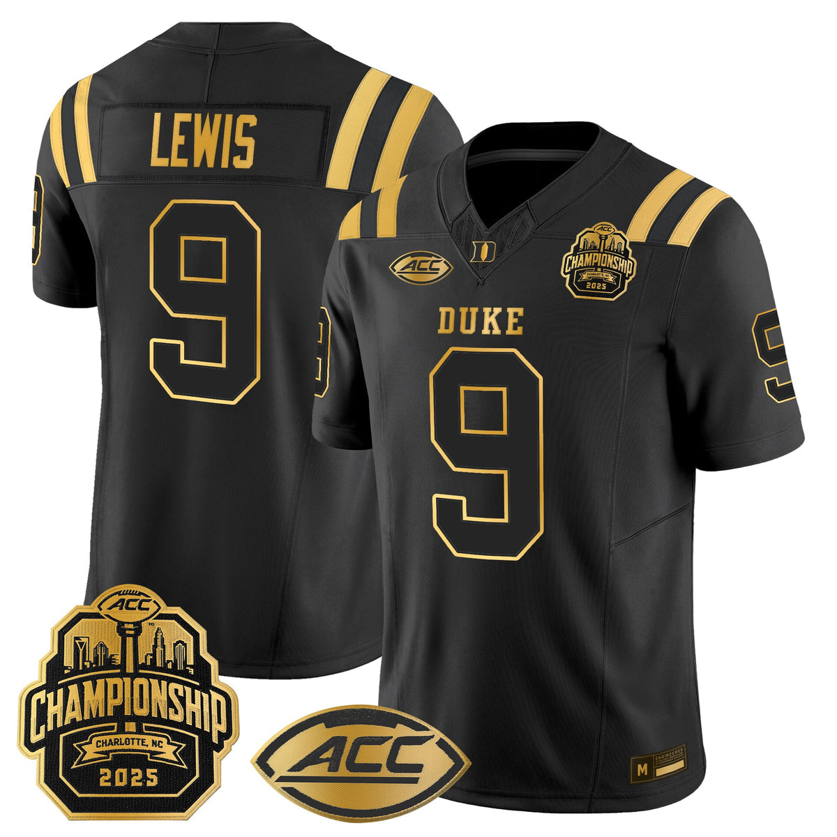 Men's Duke Blue Devils 2025 ACC Championship Gold Vapor Limited Jersey - All Stitched