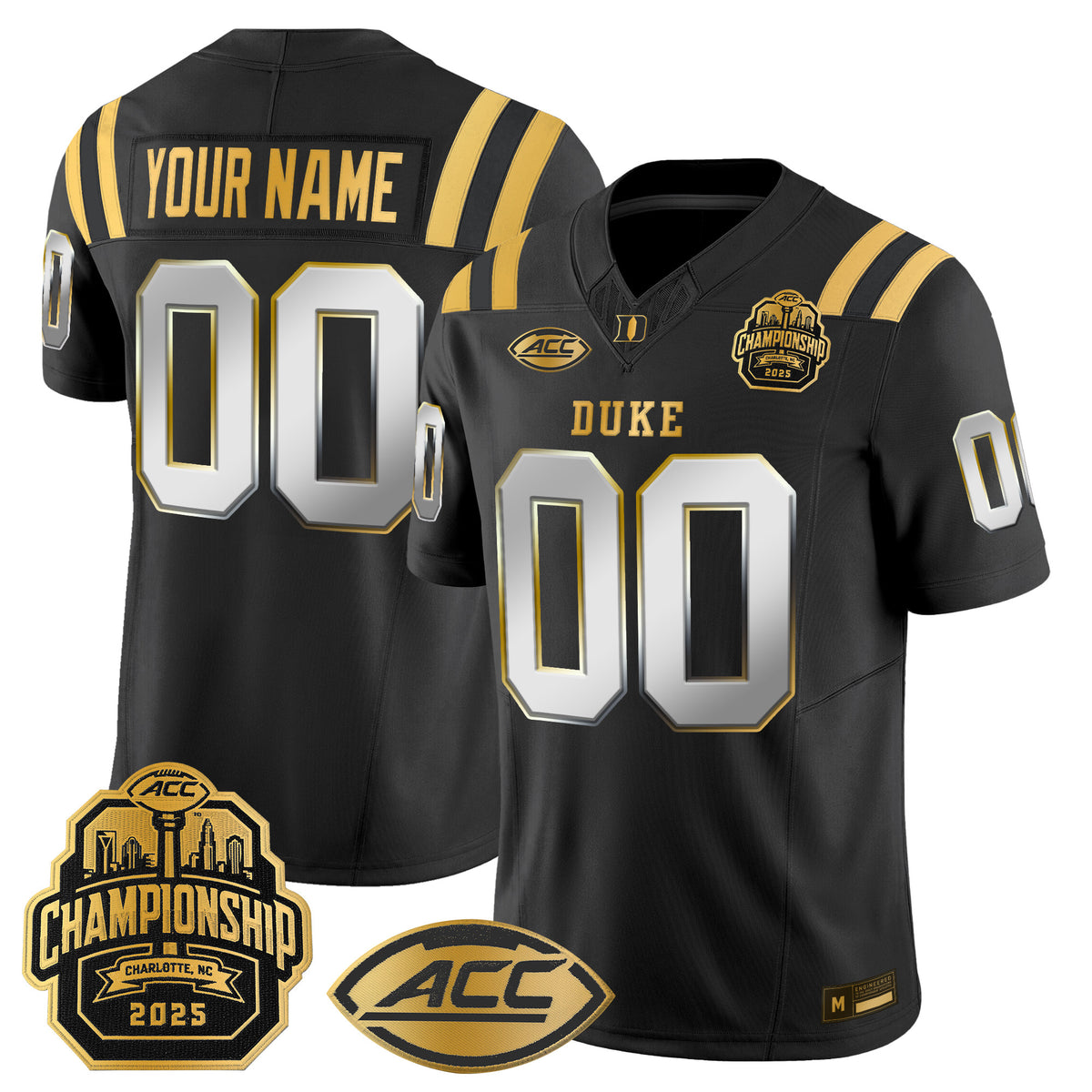 Duke Blue Devils 2025 ACC Championship Gold Vapor Limited Custom Jersey - All Stitched