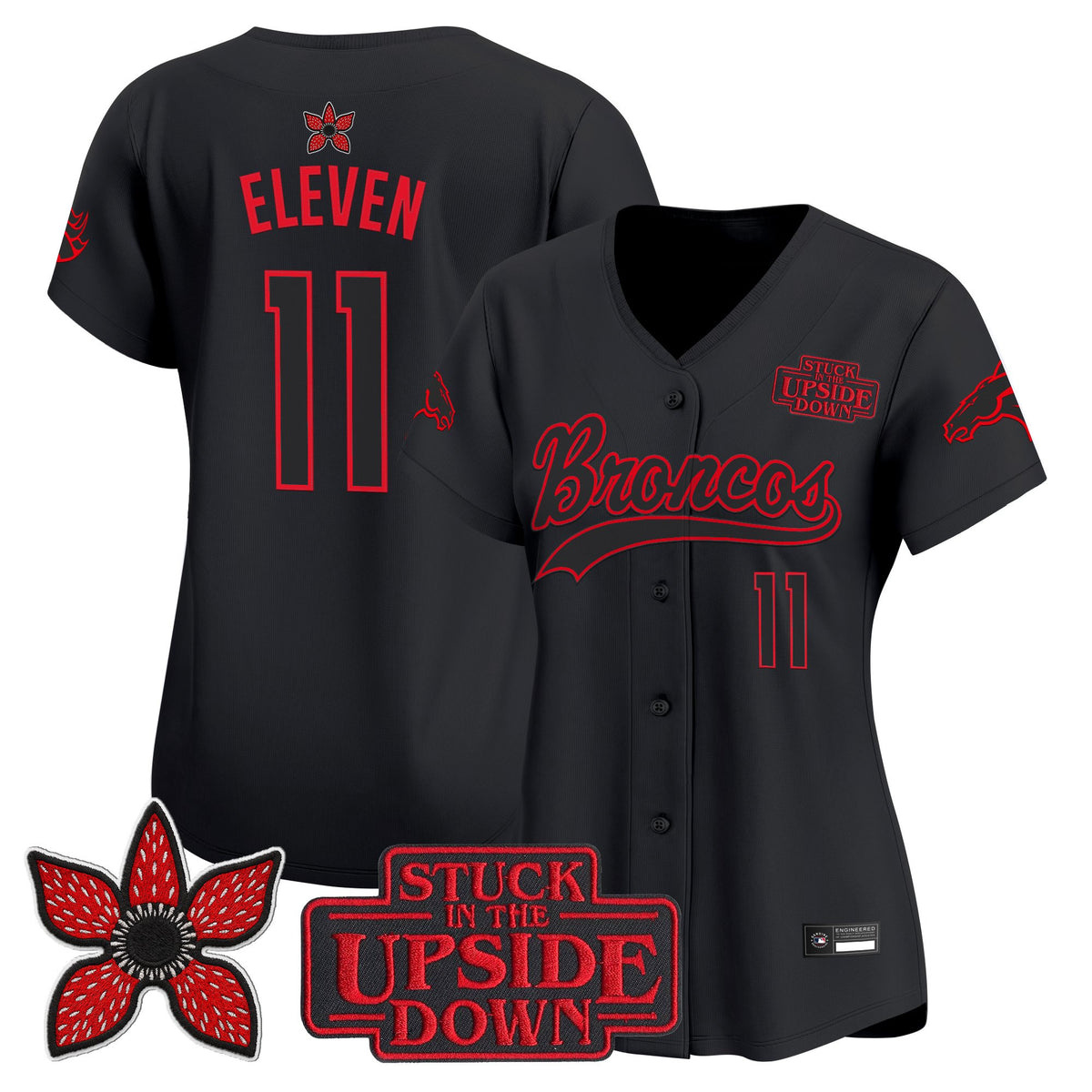 Denver Broncos 'Stranger Things Edition' Vapor Baseball Jersey - All Stitched