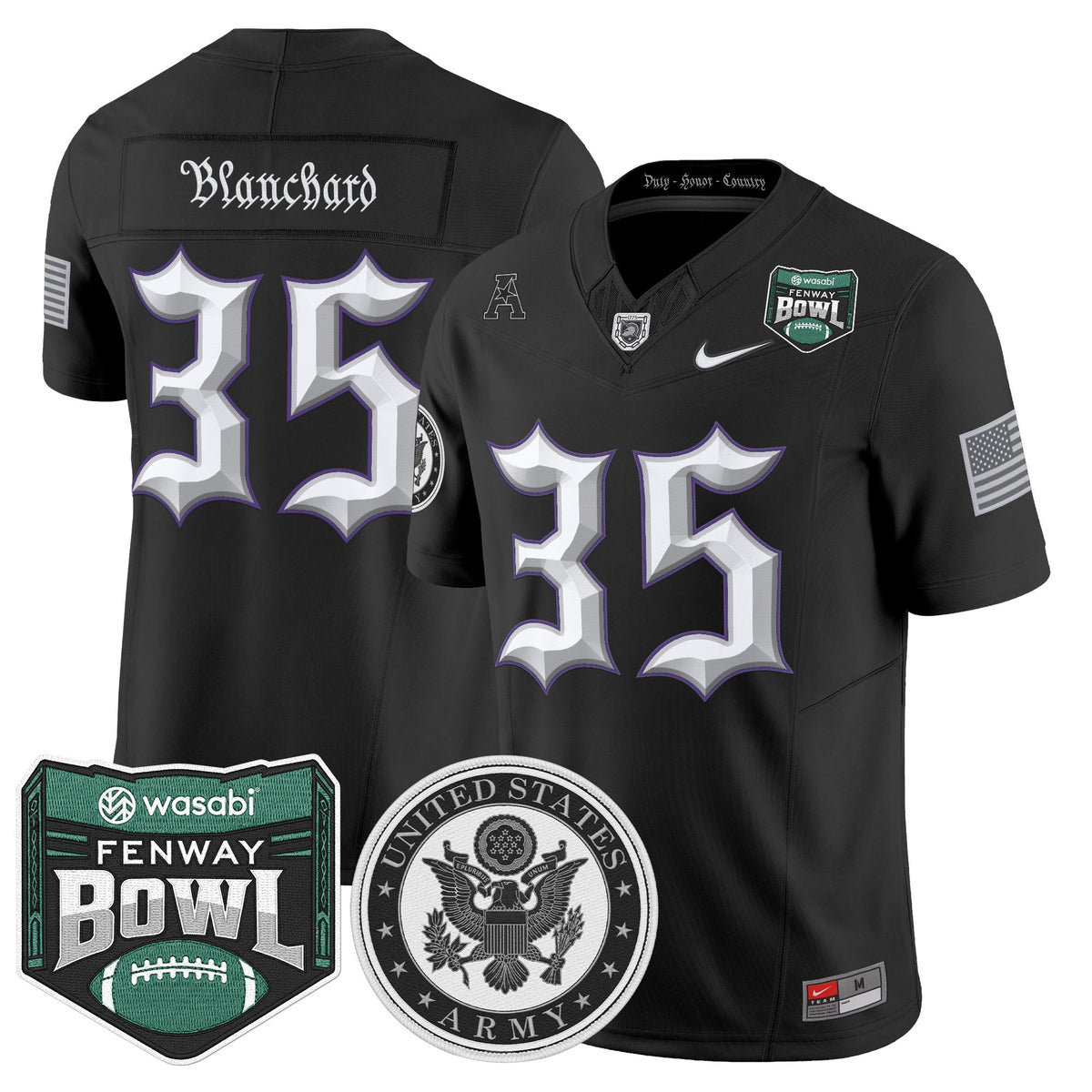Men's Army Black Knights Honoring 250 Years Of Service And Sacrifice Vapor Limited Jersey - 2025 Fenway Bowl Patch - All Stitched