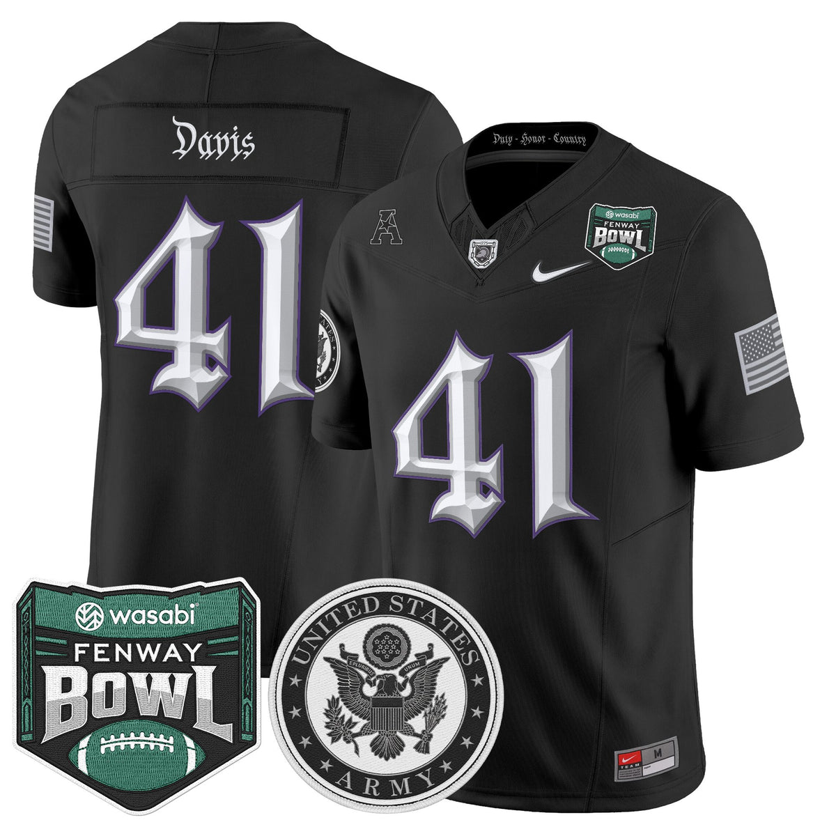 Men's Army Black Knights Honoring 250 Years Of Service And Sacrifice Vapor Limited Jersey - 2025 Fenway Bowl Patch - All Stitched