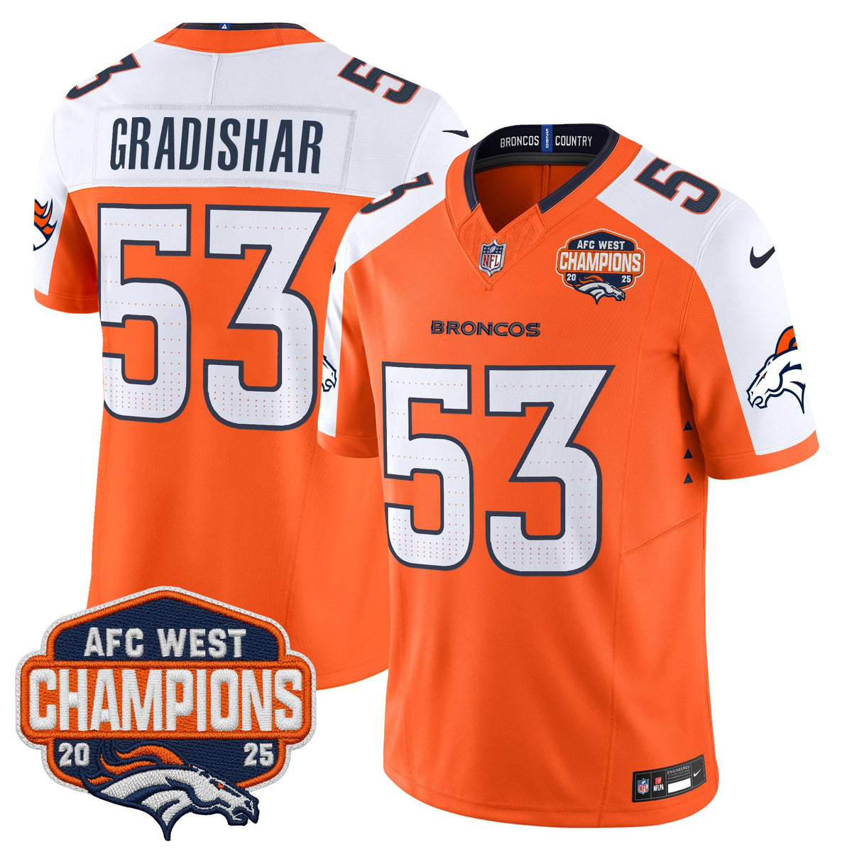 Men's Denver Broncos 2025 AFC West Division Champions Vapor Limited Jersey - All Stitched