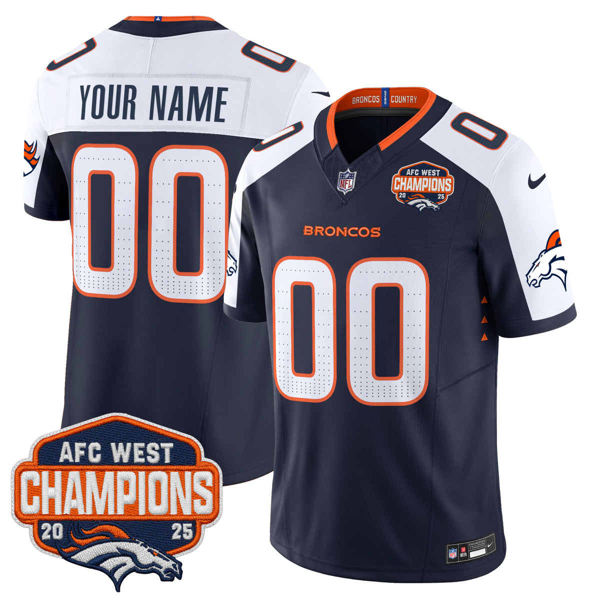 Denver Broncos 2025 AFC West Division Champions Vapor Limited Custom Jersey - All Stitched