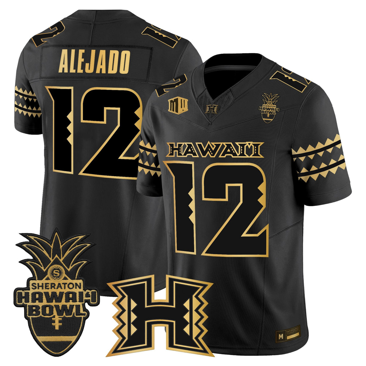 Men's Hawai'i Rainbow Warriors 2025 Hawai'i Bowl Gold Vapor Limited Jersey - All Stitched