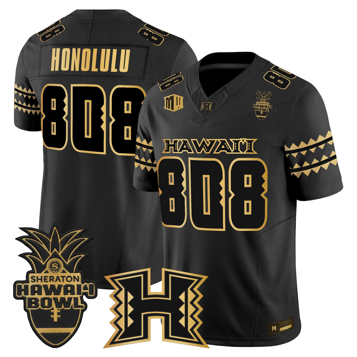 Men's Hawai'i Rainbow Warriors 2025 Hawai'i Bowl Gold Vapor Limited Jersey - All Stitched