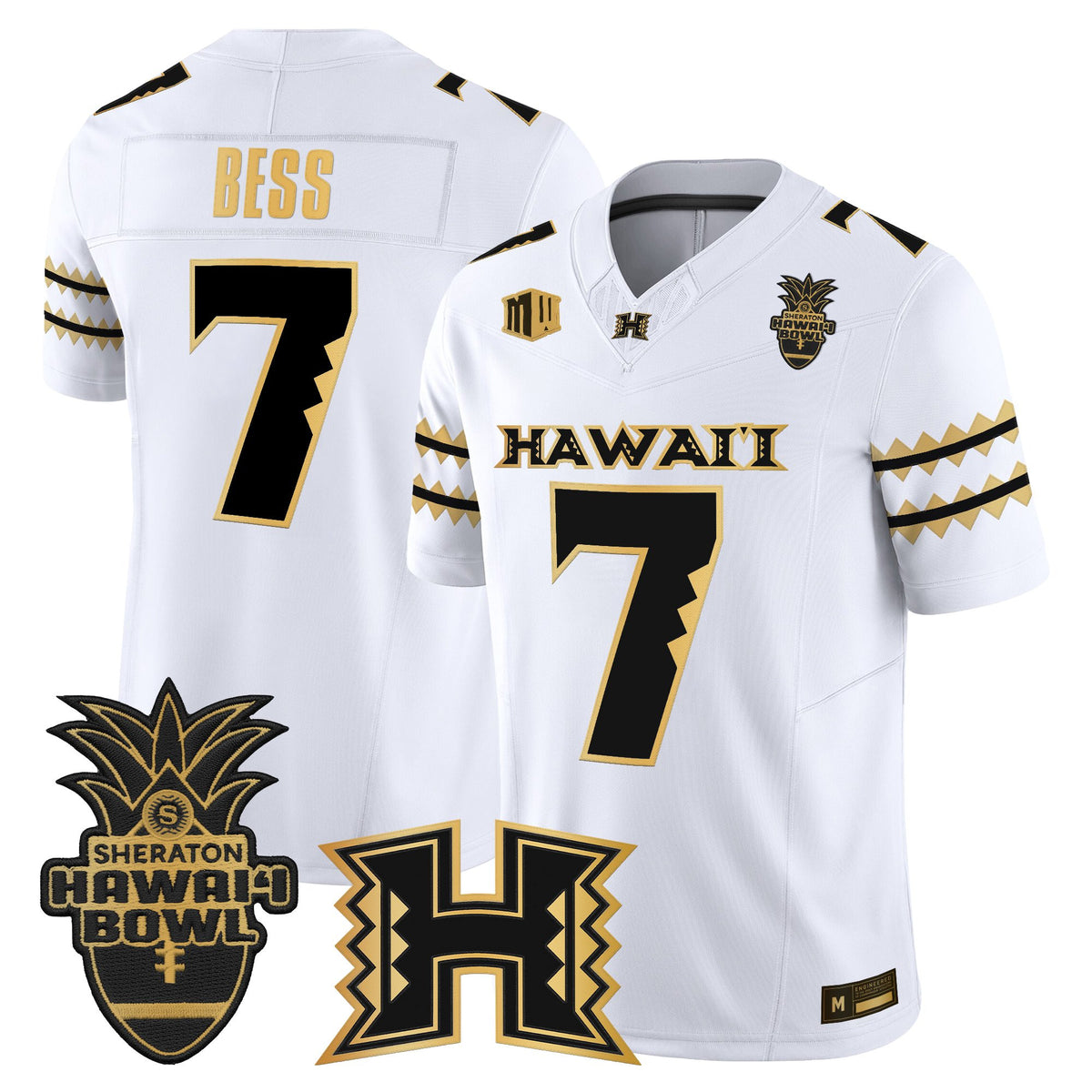 Men's Hawai'i Rainbow Warriors 2025 Hawai'i Bowl Gold Vapor Limited Jersey - All Stitched