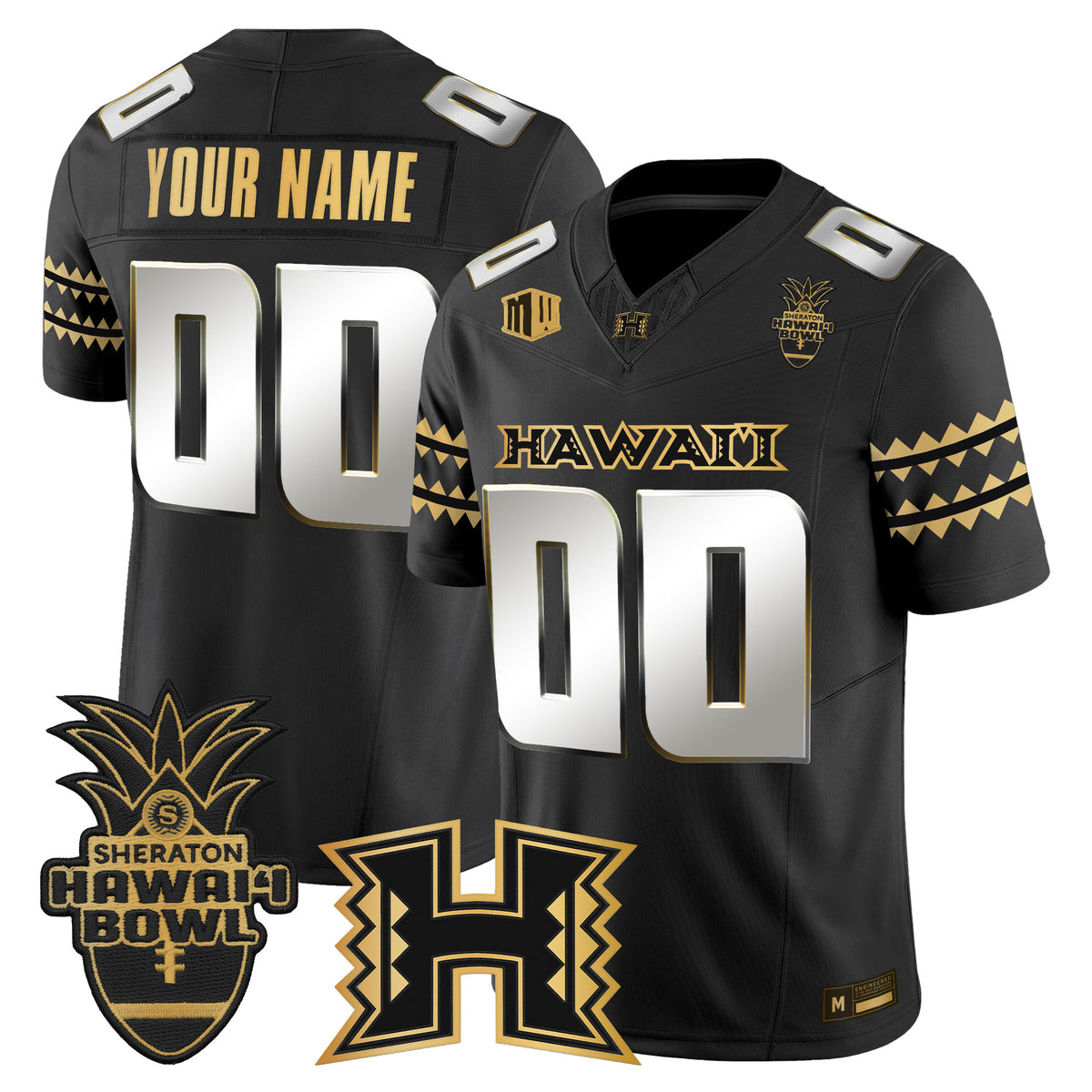 Hawai'i Rainbow Warriors 2025 Hawai'i Bowl Gold Vapor Limited Custom Jersey - All Stitched
