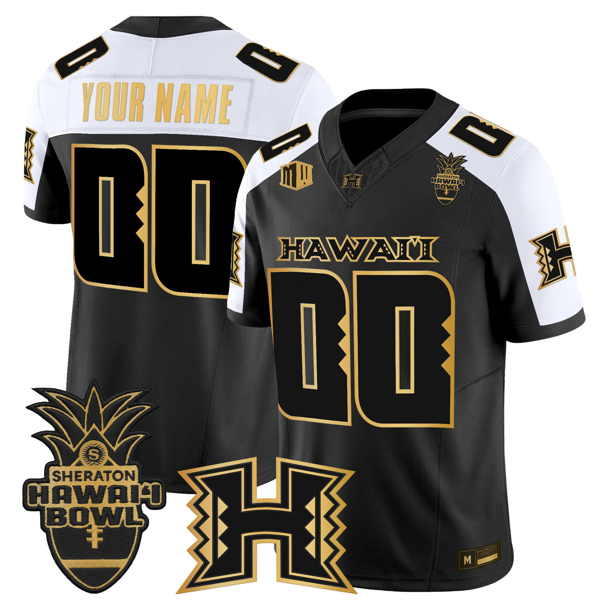Hawai'i Rainbow Warriors 2025 Hawai'i Bowl Gold Vapor Limited Custom Jersey - All Stitched