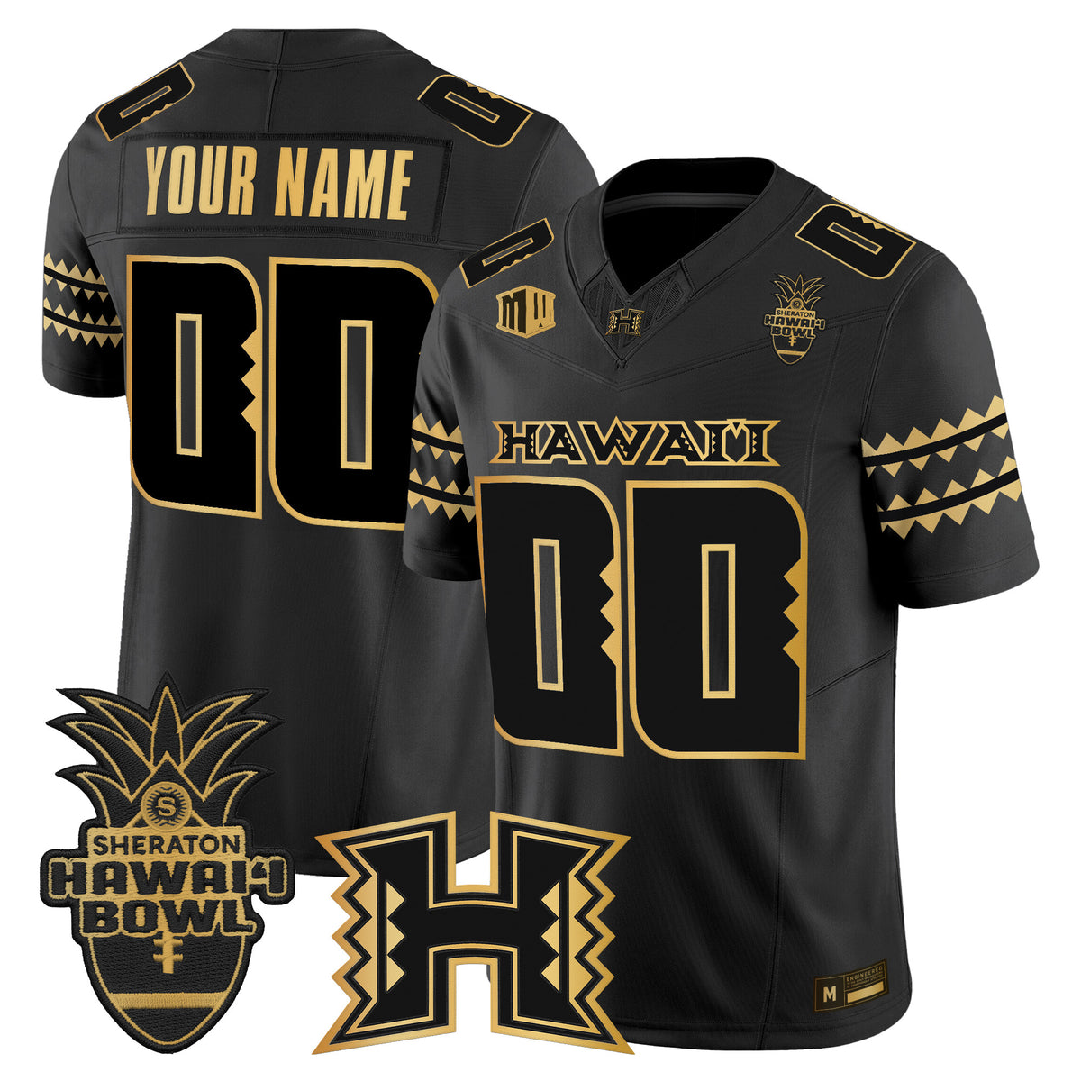 Hawai'i Rainbow Warriors 2025 Hawai'i Bowl Gold Vapor Limited Custom Jersey - All Stitched