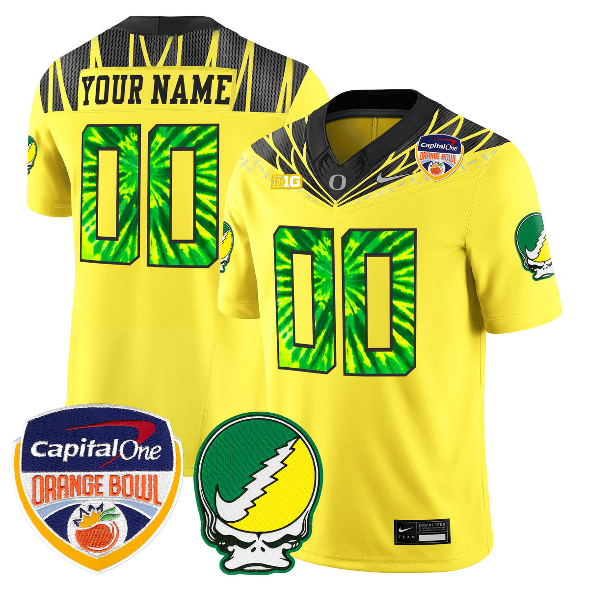 Oregon Ducks "Grateful Ducks" Vapor Limited Custom Jersey - 2025/26 Orange Bowl Patch - All Stitched