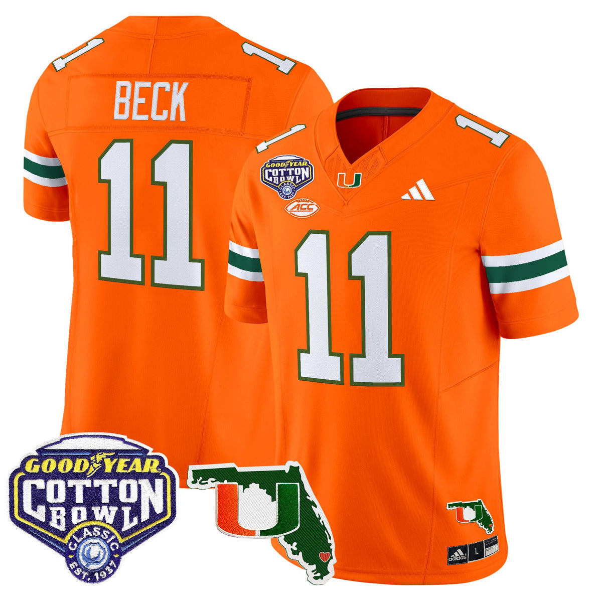 Men's Miami Hurricanes 2025 Cotton Bowl & Florida Patch Vapor Limited Jersey - All Stitched
