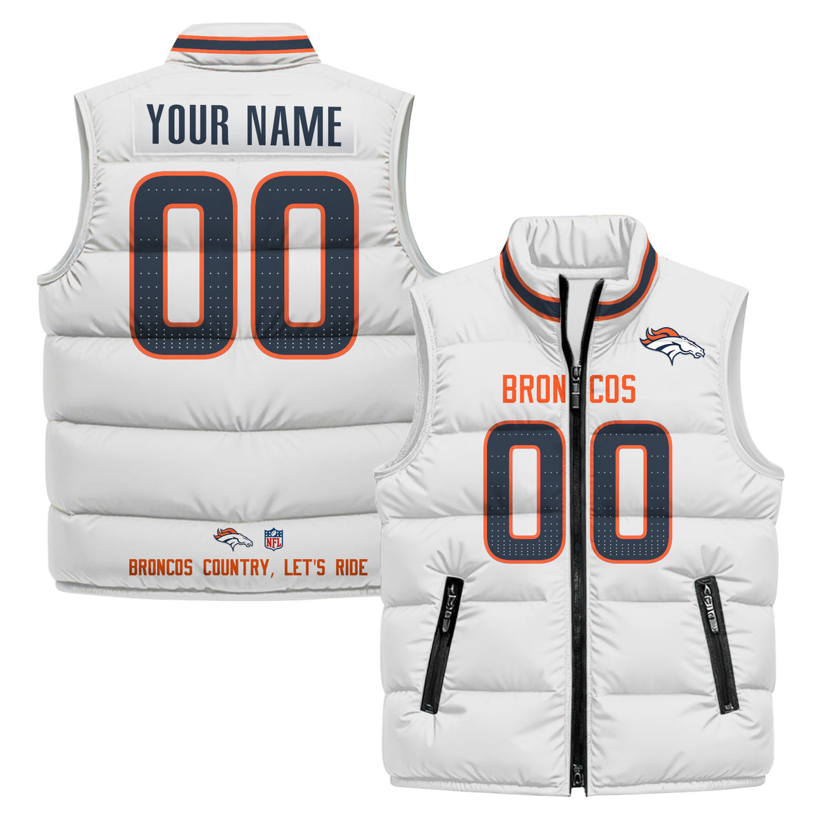 Denver Broncos 2025 Custom Puffer Vest