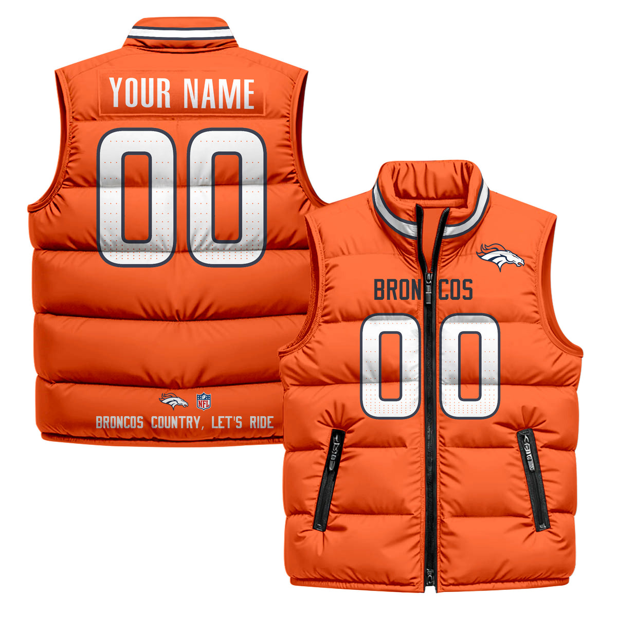 Denver Broncos 2025 Custom Puffer Vest