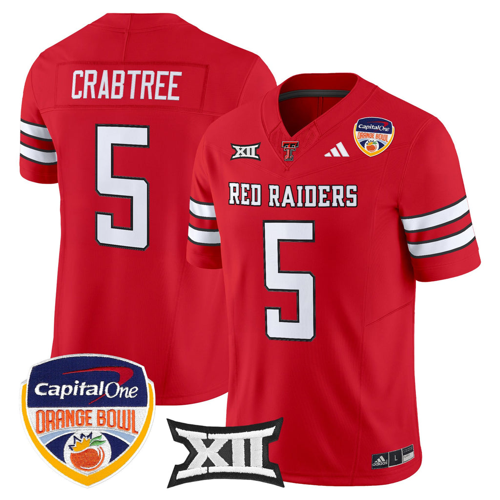 Men's Texas Tech Red Raiders 2025 Orange Bowl Vapor Limited Jersey V2 - All Stitched