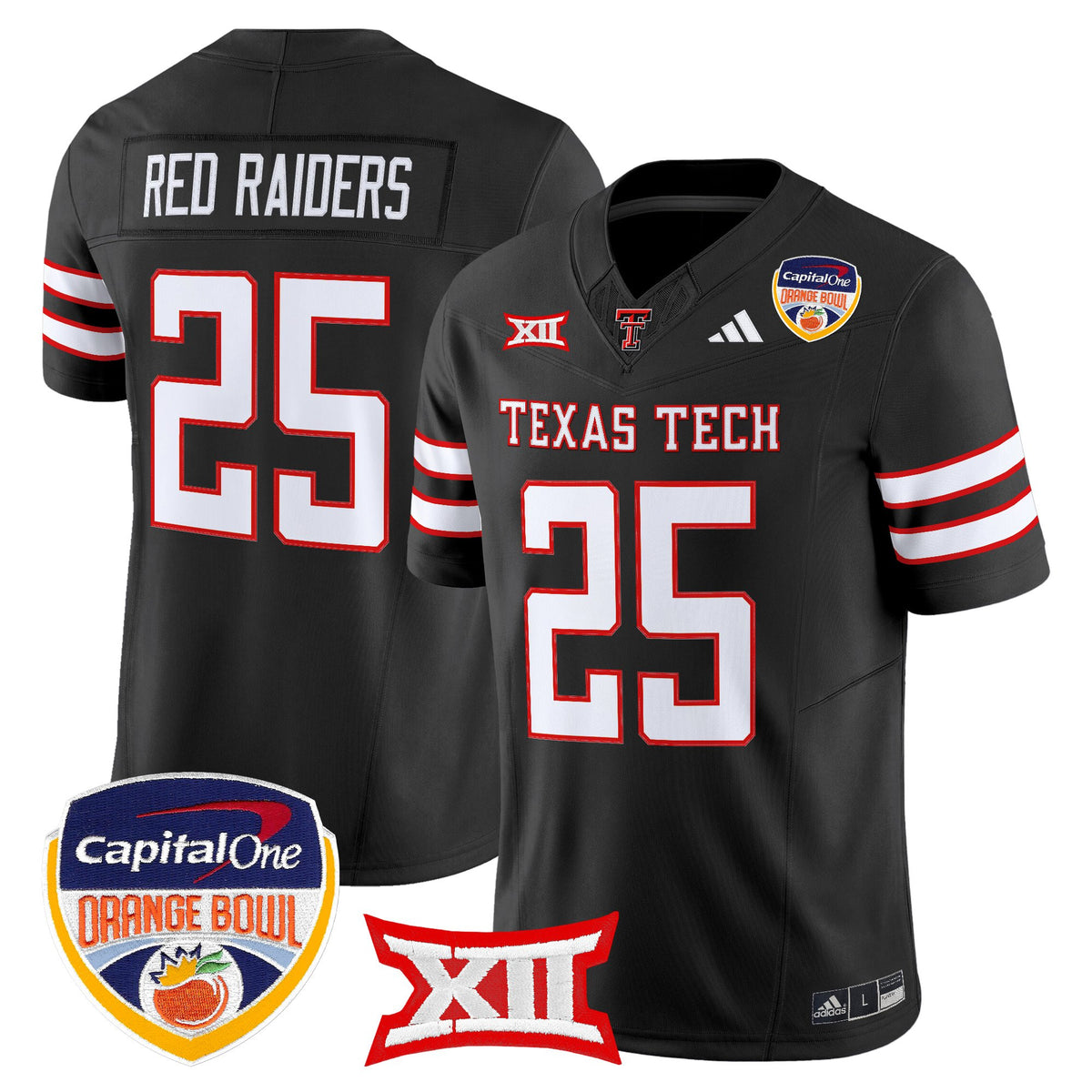 Men's Texas Tech Red Raiders 2025 Orange Bowl Vapor Limited Jersey V2 - All Stitched
