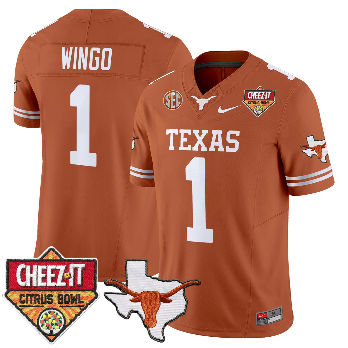 Men's Texas Longhorns 2025 Cheez-It Citrus Bowl Patch Vapor Limited Jersey - All Stitched