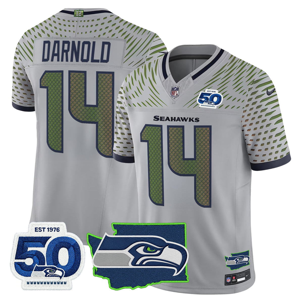 Men's Seattle Seahawks 50th Anniversary Patch Vapor Limited Jersey - All Stitched
