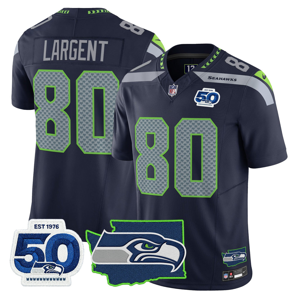 Men's Seattle Seahawks 50th Anniversary Patch Vapor Limited Jersey - All Stitched
