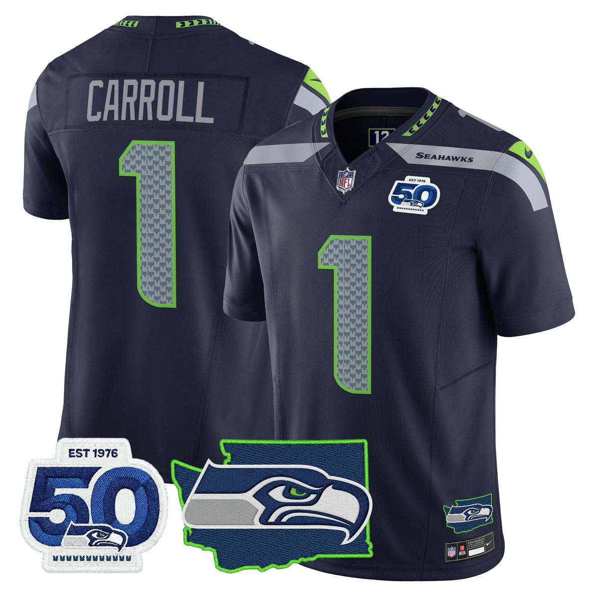 Men's Seattle Seahawks 50th Anniversary Patch Vapor Limited Jersey - All Stitched
