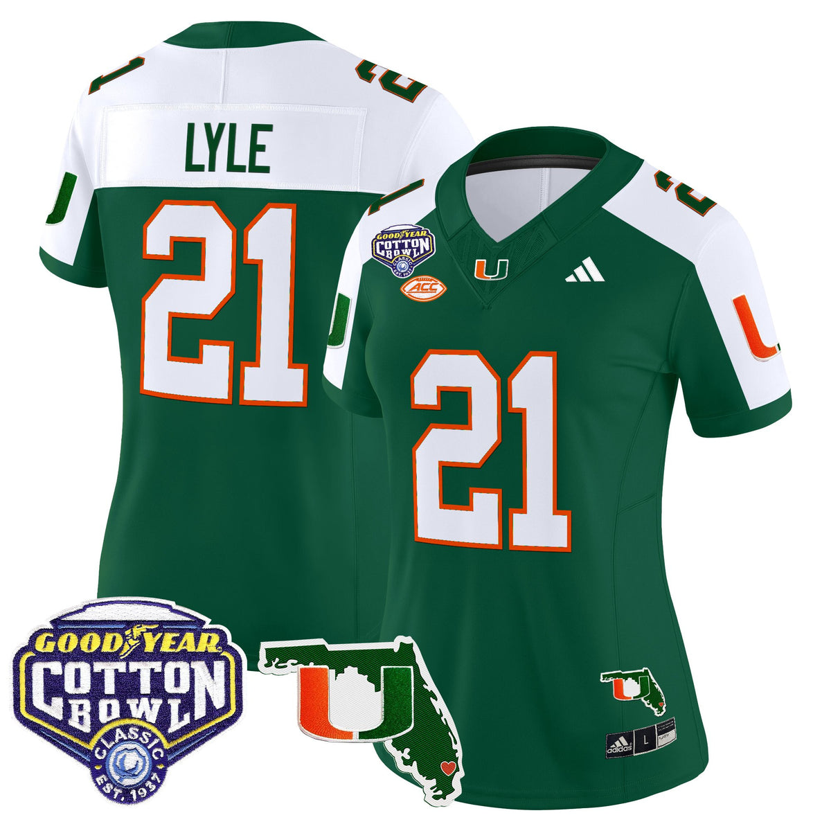 Women's Miami Hurricanes 2025 Cotton Bowl & Florida Patch Vapor Limited Jersey - All Stitched