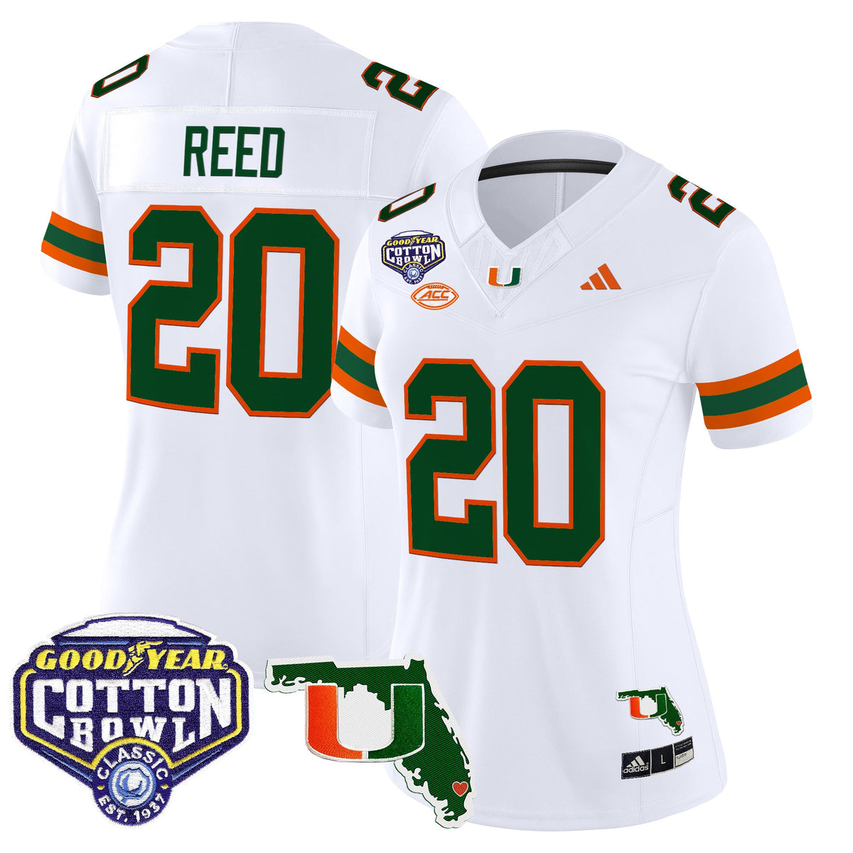 Women's Miami Hurricanes 2025 Cotton Bowl & Florida Patch Vapor Limited Jersey - All Stitched
