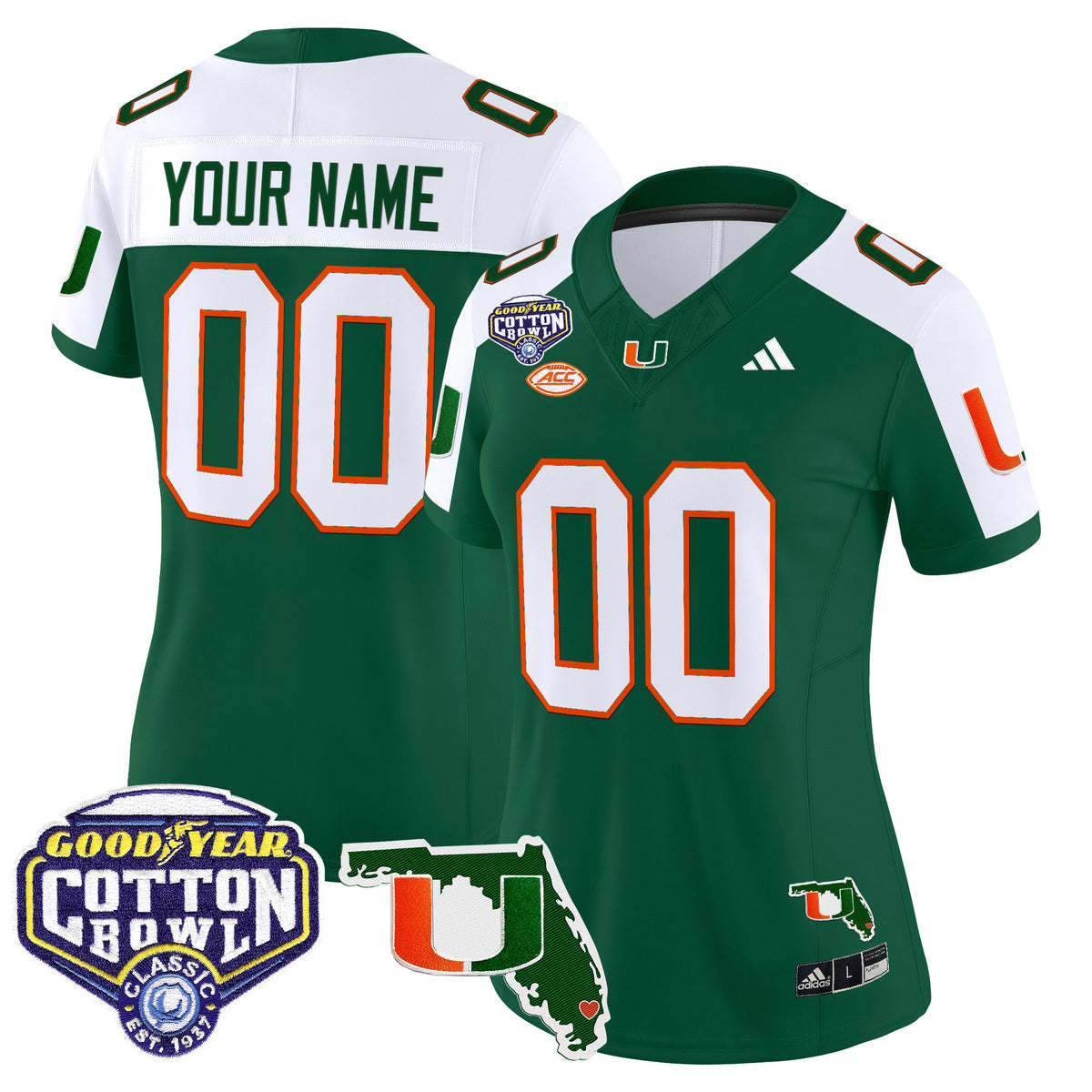 Miami Hurricanes 2025 Cotton Bowl & Florida Patch Vapor Limited Custom Jersey - All Stitched
