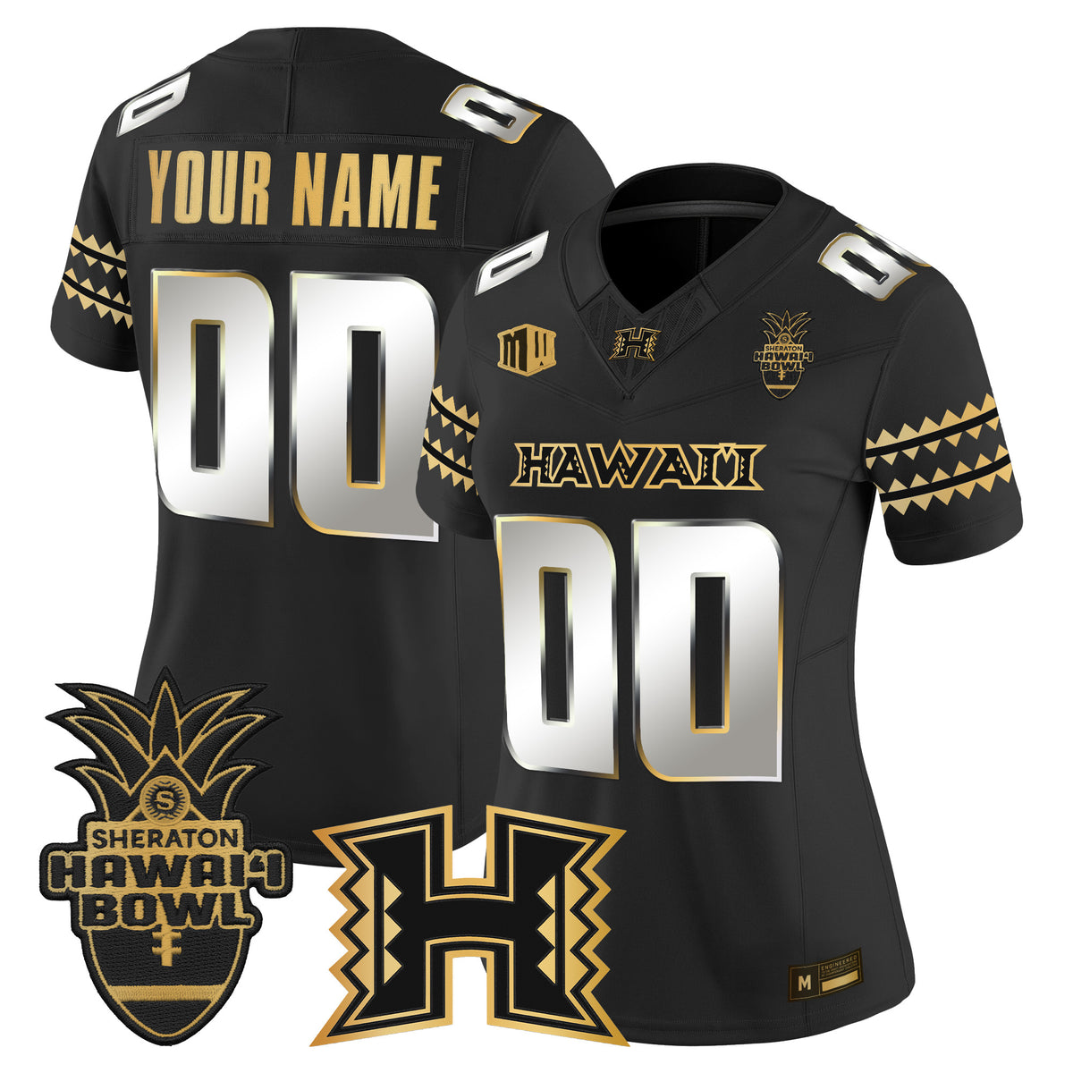 Hawai'i Rainbow Warriors 2025 Hawai'i Bowl Gold Vapor Limited Custom Jersey - All Stitched