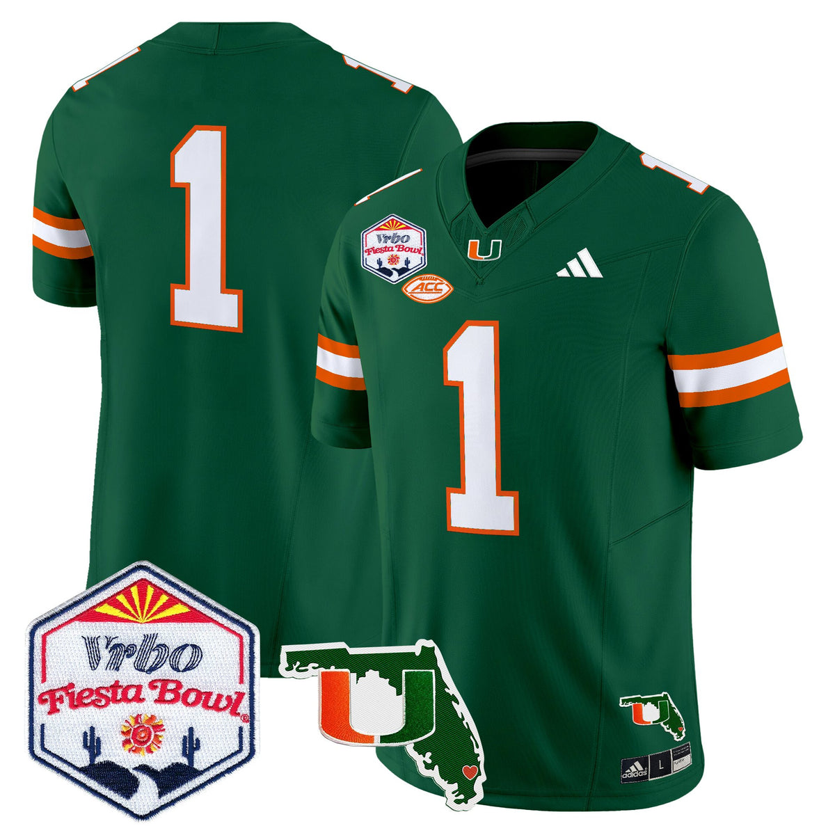 Men's Miami Hurricanes 2026 The Fiesta Bowl & Florida Patch Vapor Limited Jersey - All Stitched