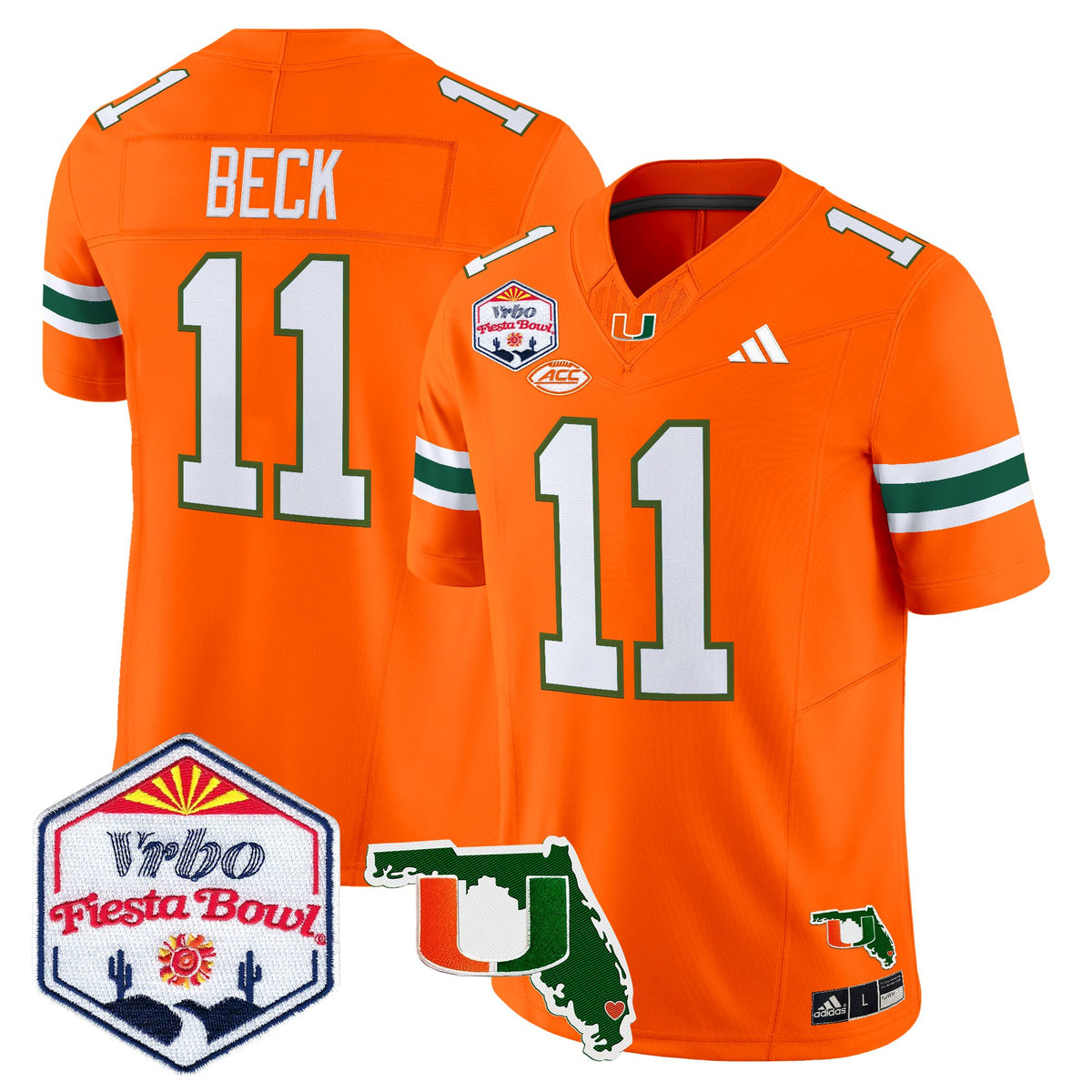 Men's Miami Hurricanes 2026 The Fiesta Bowl & Florida Patch Vapor Limited Jersey - All Stitched