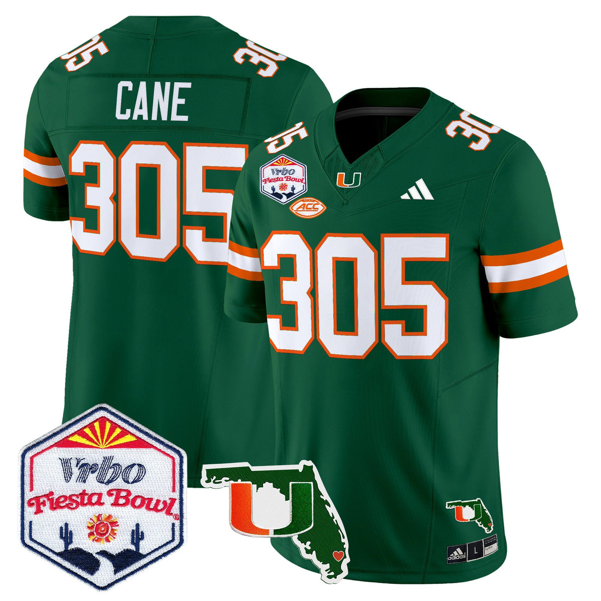 Men's Miami Hurricanes 2026 The Fiesta Bowl & Florida Patch Vapor Limited Jersey - All Stitched