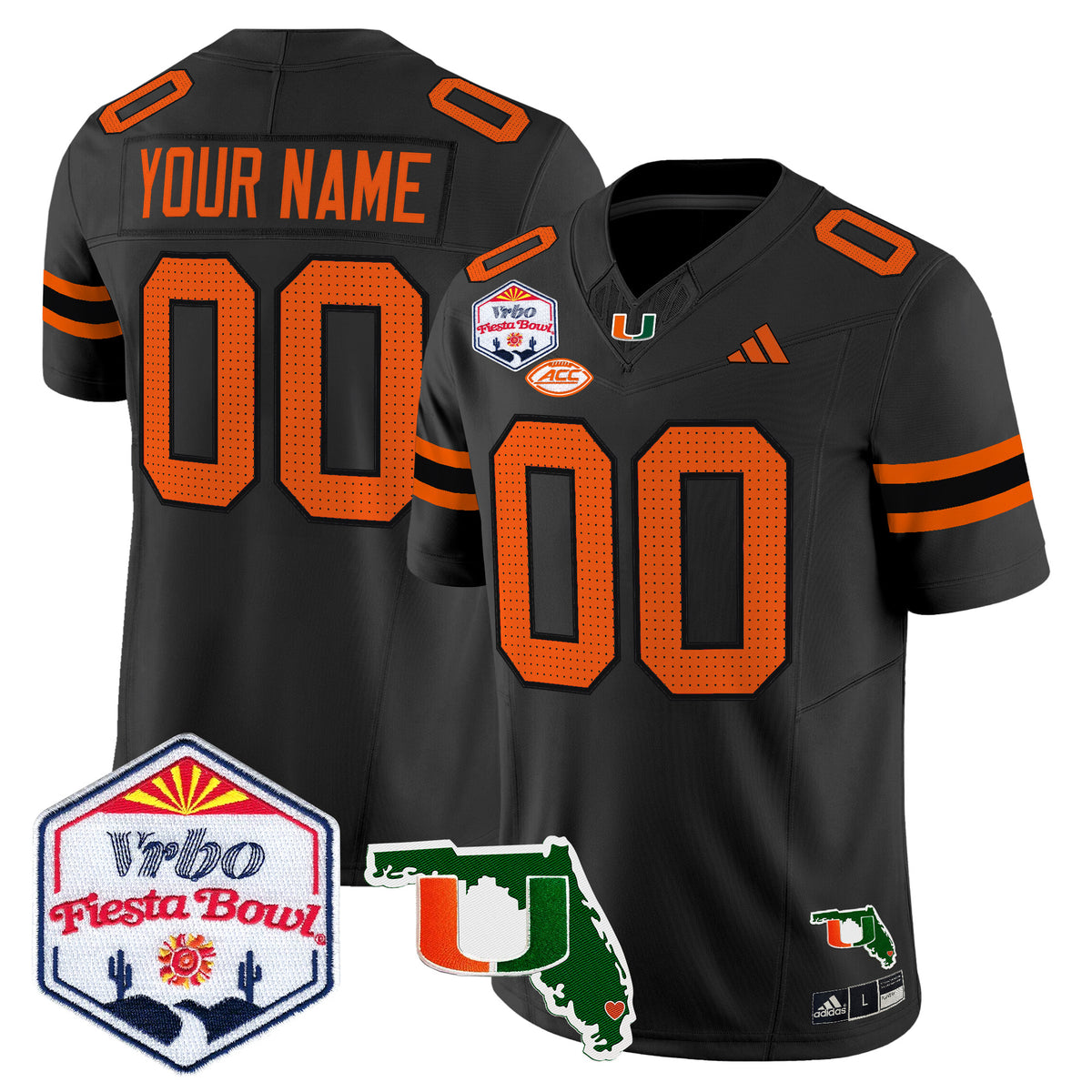 Miami Hurricanes 2026 The Fiesta Bowl & Florida Patch Vapor Limited Custom Jersey - All Stitched