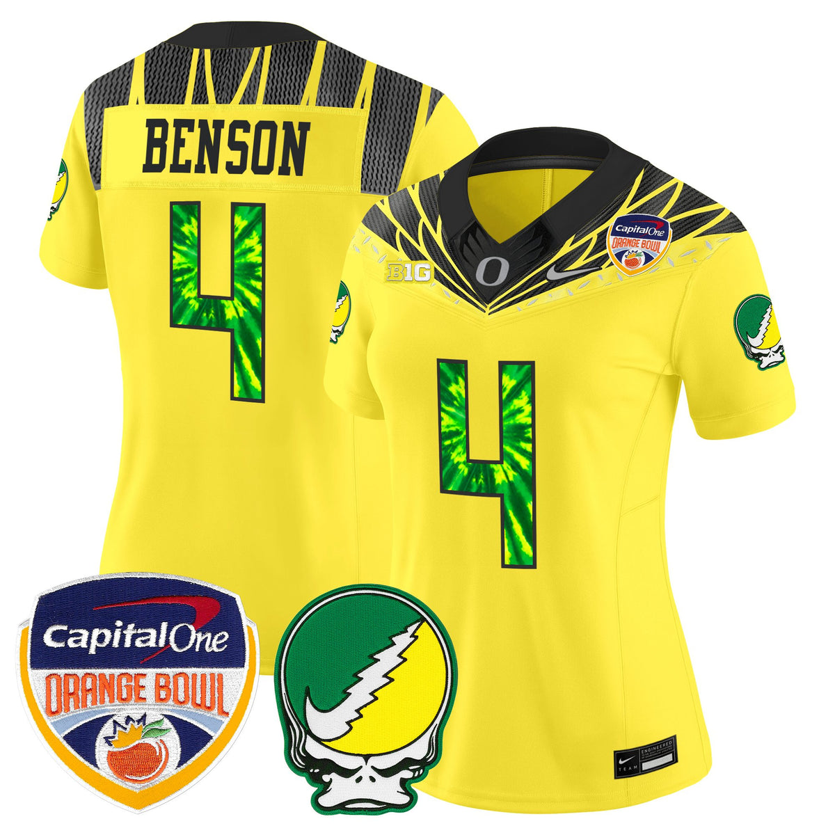 Women's Oregon Ducks "Grateful Ducks" Vapor Limited Jersey - 2025/26 Orange Bowl Patch - All Stitched