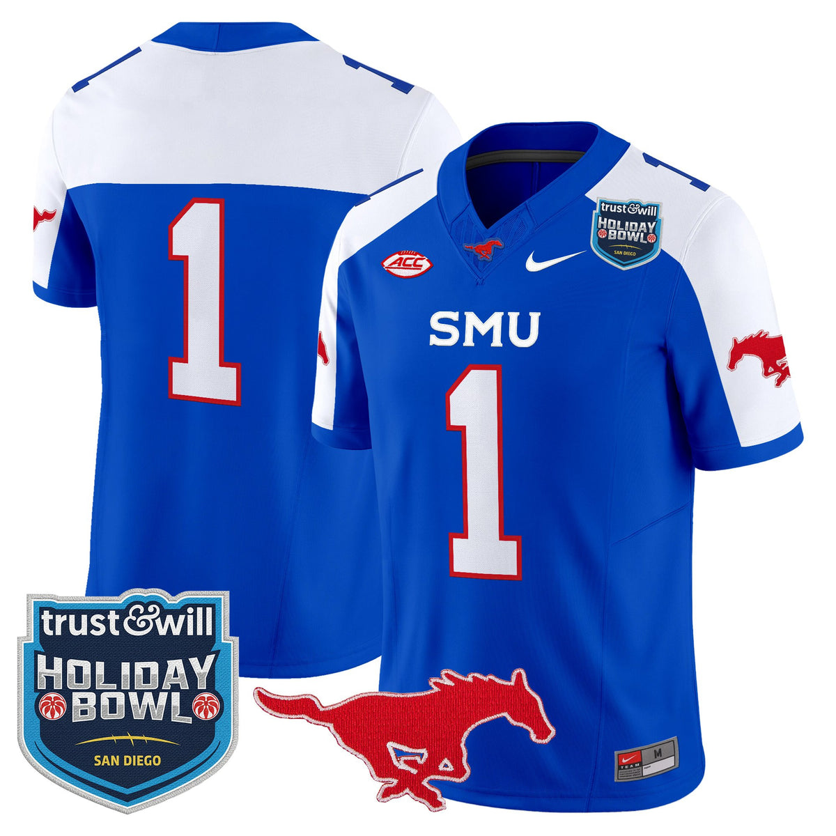 Men's SMU Mustangs 2026 Holiday Bowl Vapor Limited Jersey - All Stitched