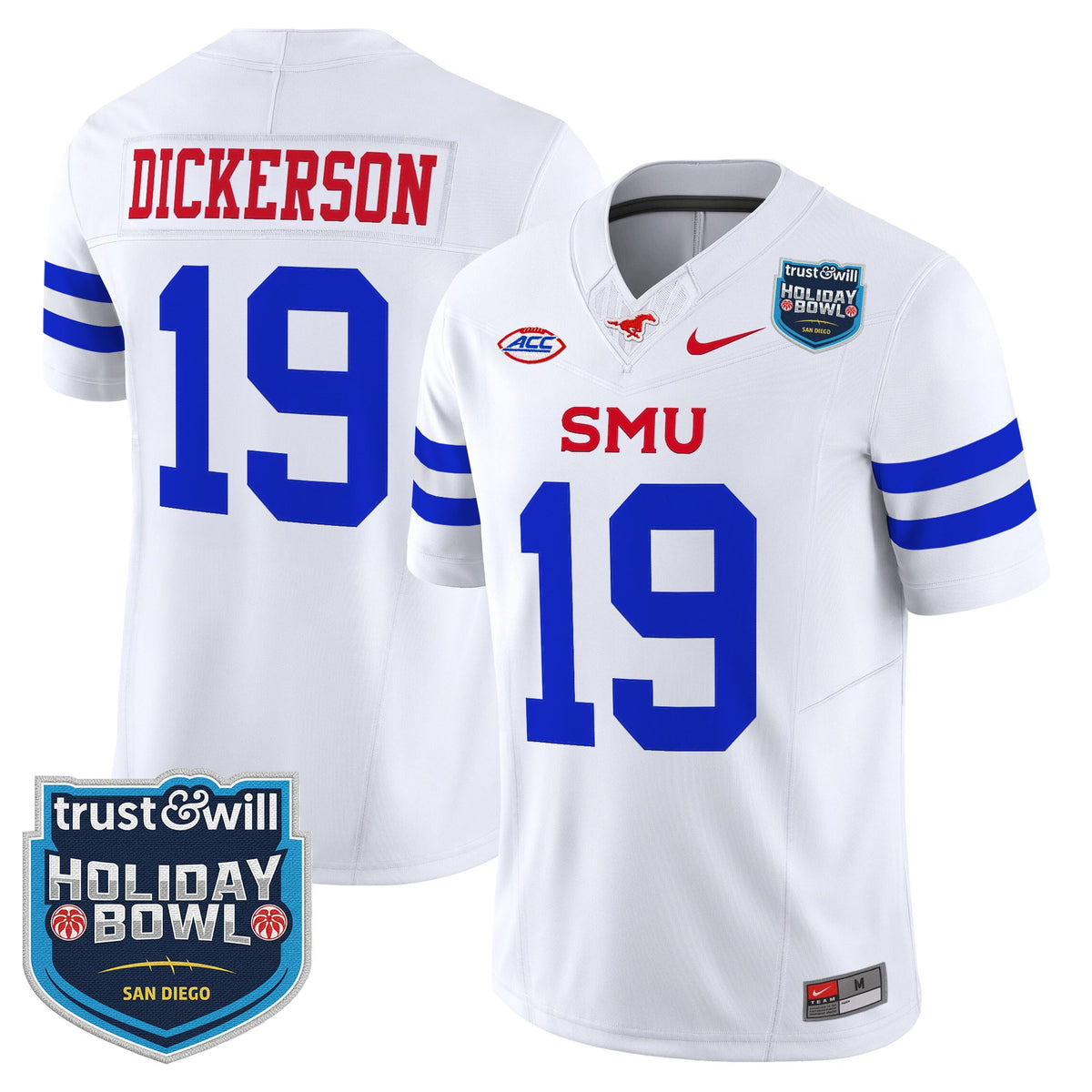 Men's SMU Mustangs 2026 Holiday Bowl Vapor Limited Jersey - All Stitched