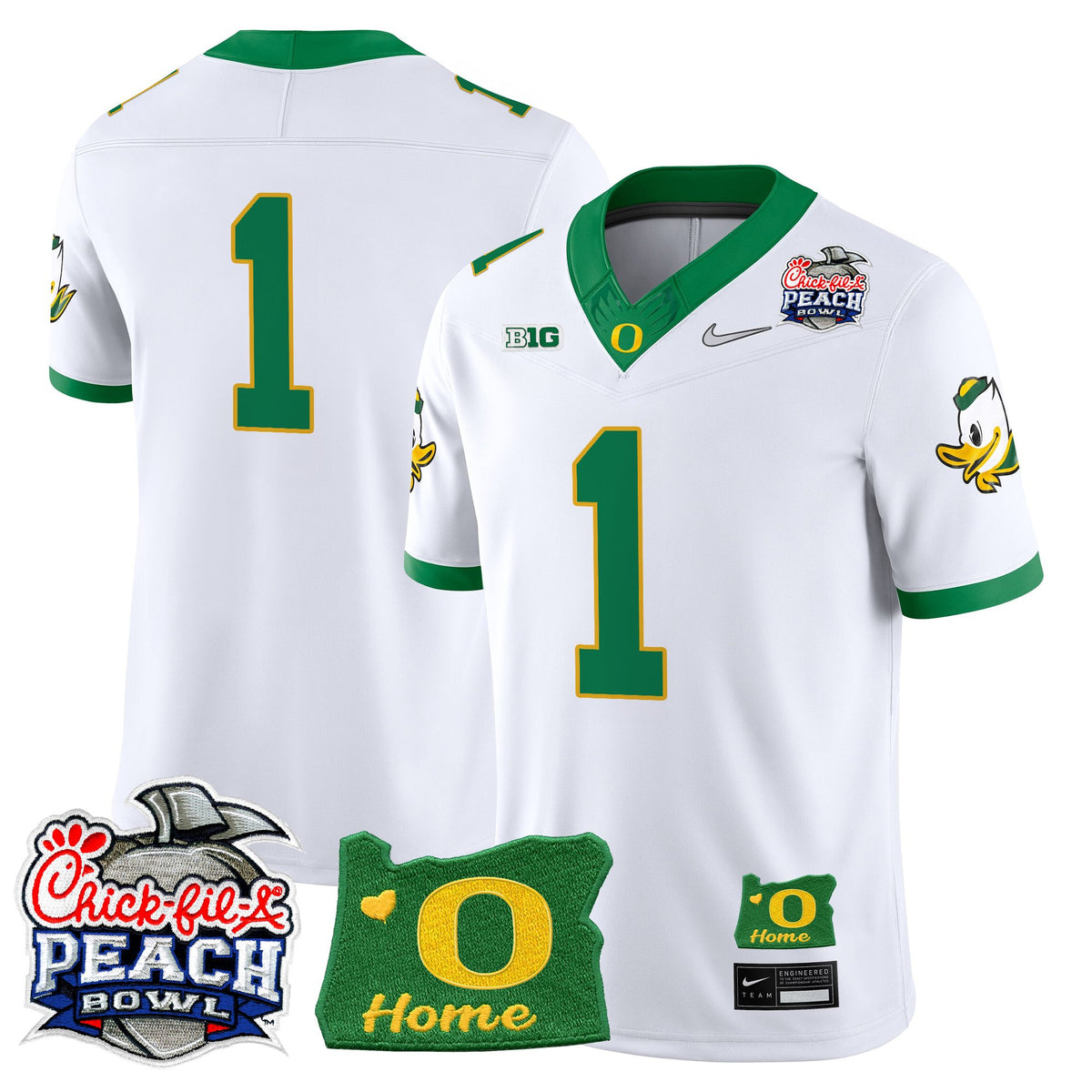 Men's Oregon Ducks 2026 Peach Bowl & Oregon State Patch Vapor Limited Jersey - All Stitched