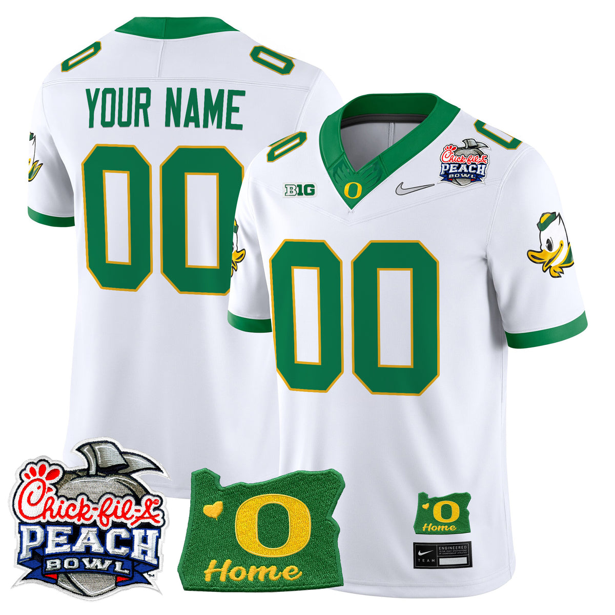 Oregon Ducks 2026 Peach Bowl & Oregon State Patch Vapor Limited Custom Jersey - All Stitched