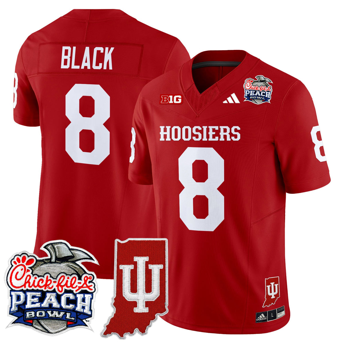 Men's Indiana Hoosiers 2026 Peach Bowl & Indiana State Patch Vapor Limited Jersey - All Stitched