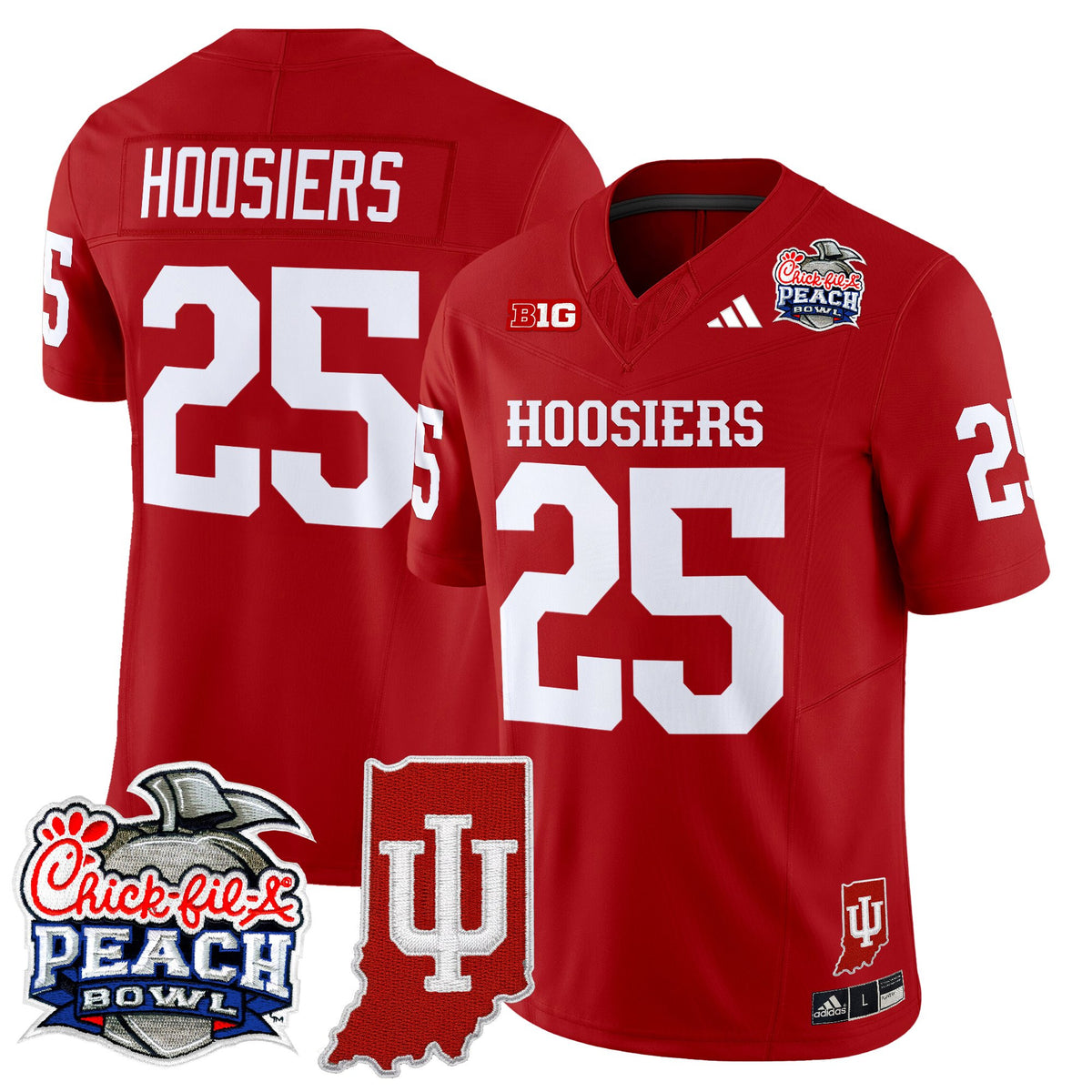 Men's Indiana Hoosiers 2026 Peach Bowl & Indiana State Patch Vapor Limited Jersey - All Stitched