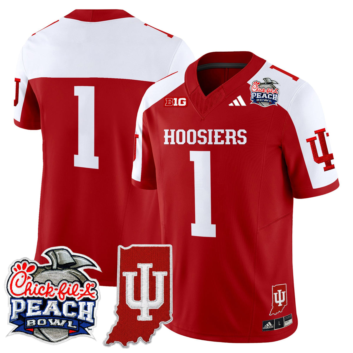 Men's Indiana Hoosiers 2026 Peach Bowl & Indiana State Patch Vapor Limited Jersey - All Stitched