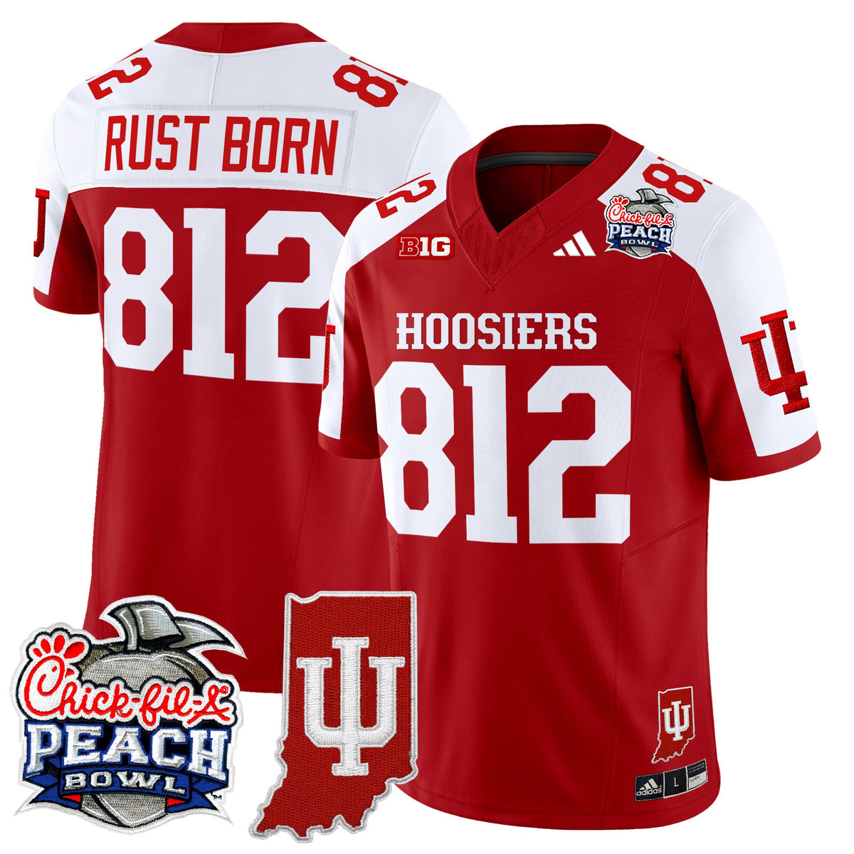 Men's Indiana Hoosiers 2026 Peach Bowl & Indiana State Patch Vapor Limited Jersey - All Stitched