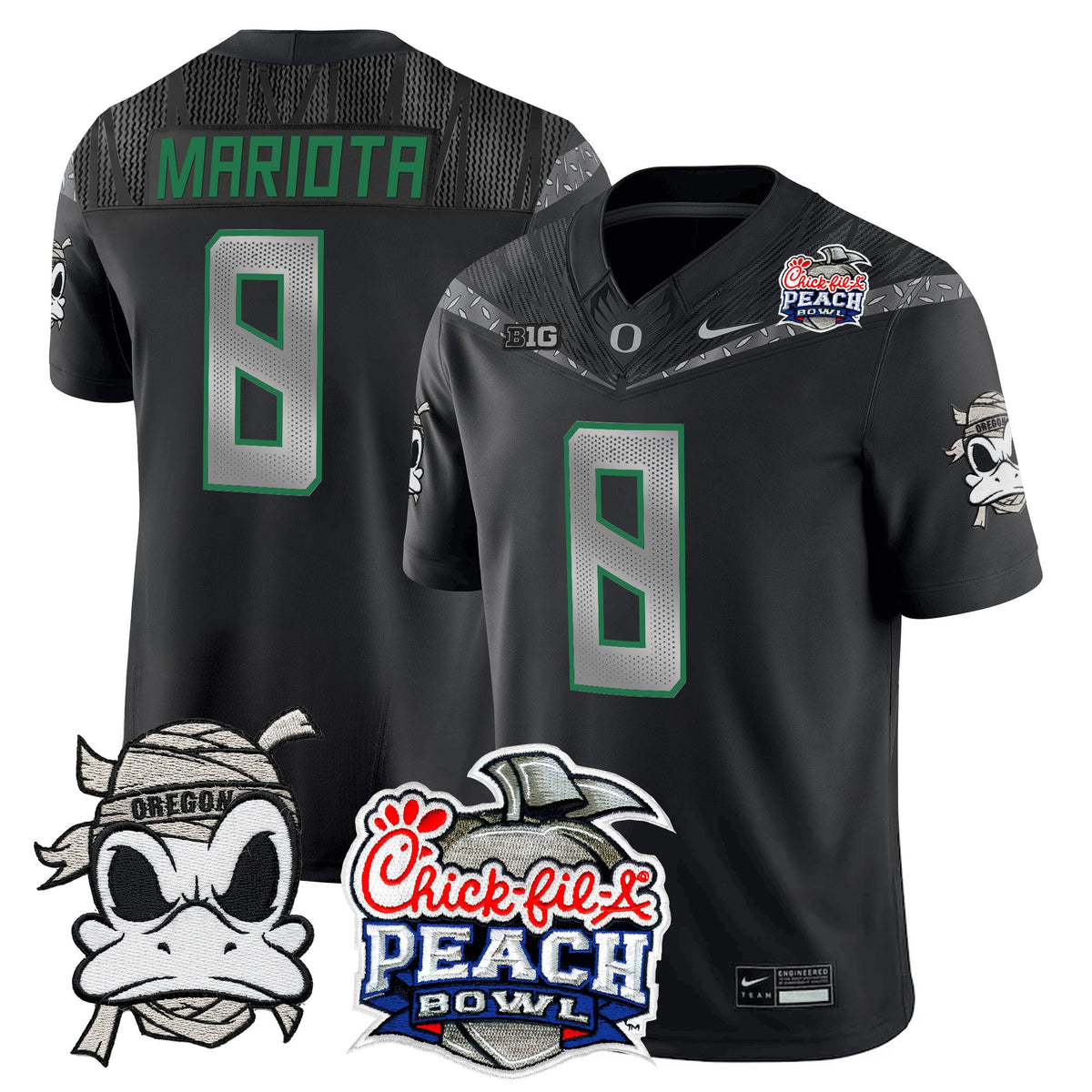 Men's Oregon Ducks "Mummy Duck" Vapor Limited Jersey - 2026 Peach Bowl Patch - All Stitched