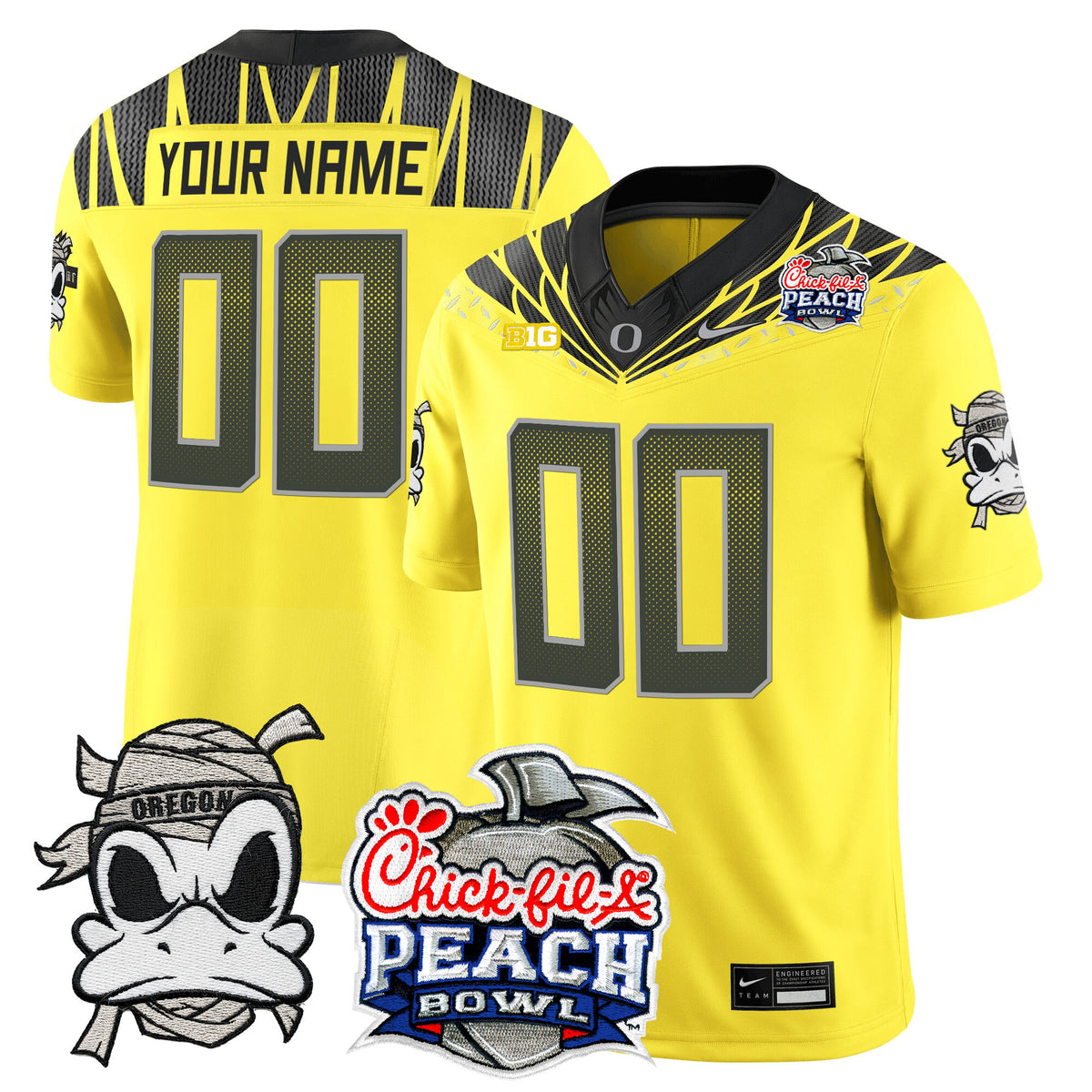 Oregon Ducks "Mummy Duck" Vapor Limited Custom Jersey - 2026 Peach Bowl Patch - All Stitched