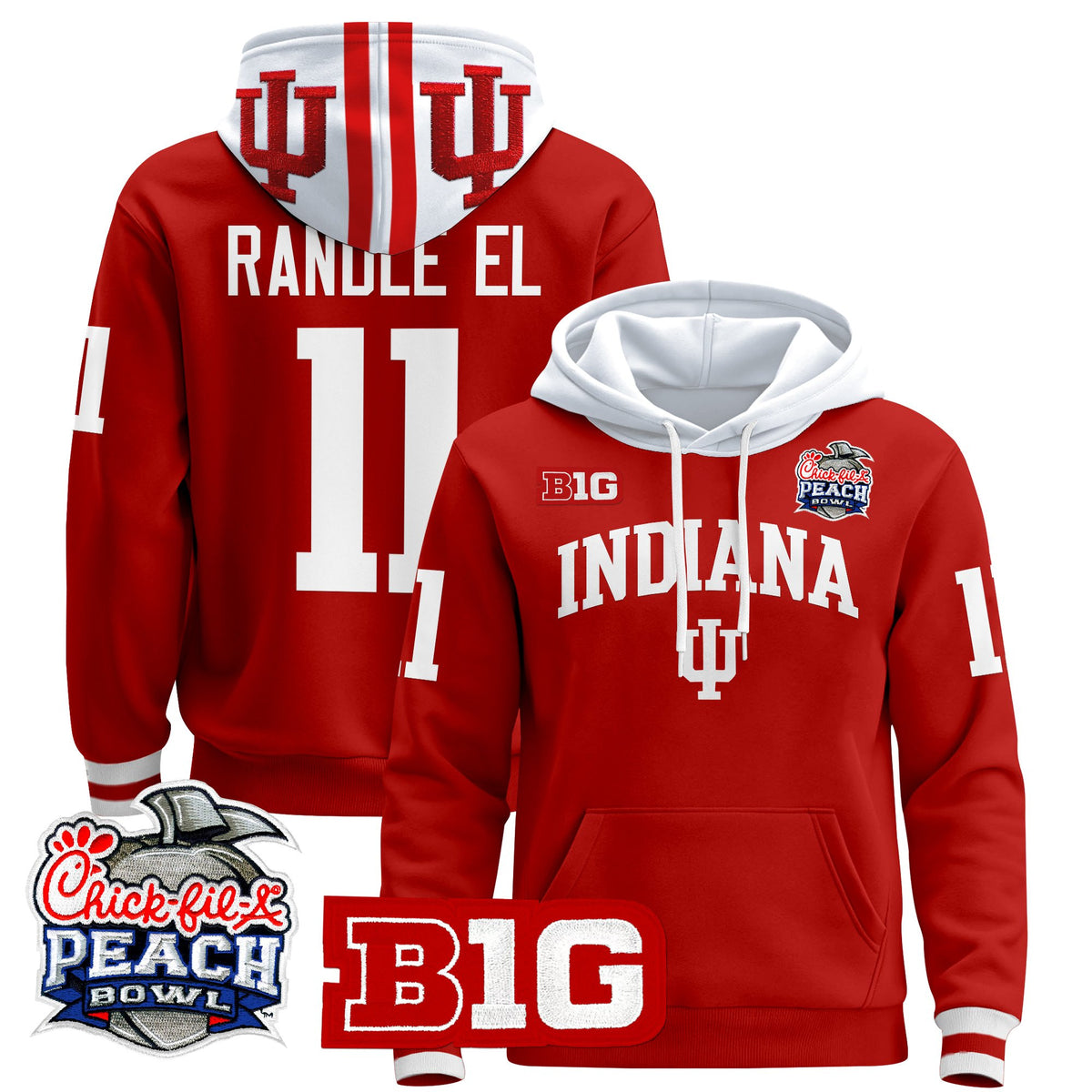 Men's Indiana Hoosiers 2026 Peach Bowl Premium Pullover Hoodie - All Stitched