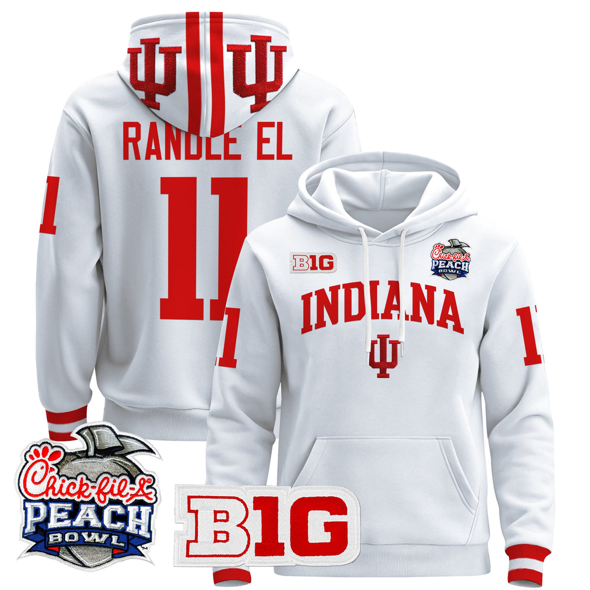 Men's Indiana Hoosiers 2026 Peach Bowl Premium Pullover Hoodie - All Stitched