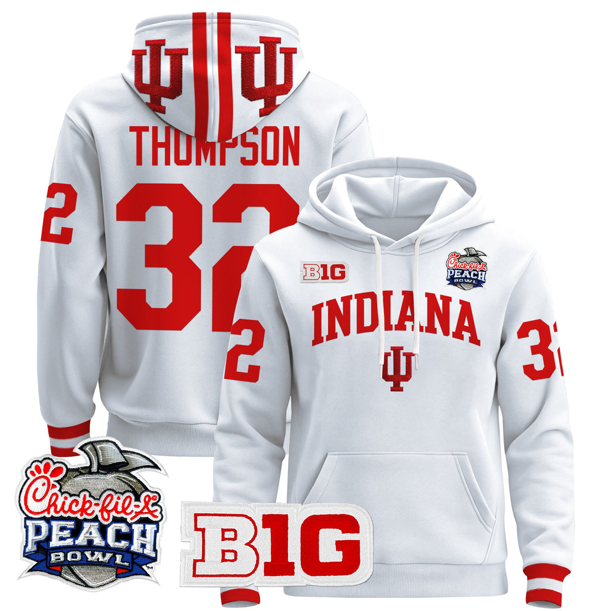 Men's Indiana Hoosiers 2026 Peach Bowl Premium Pullover Hoodie - All Stitched